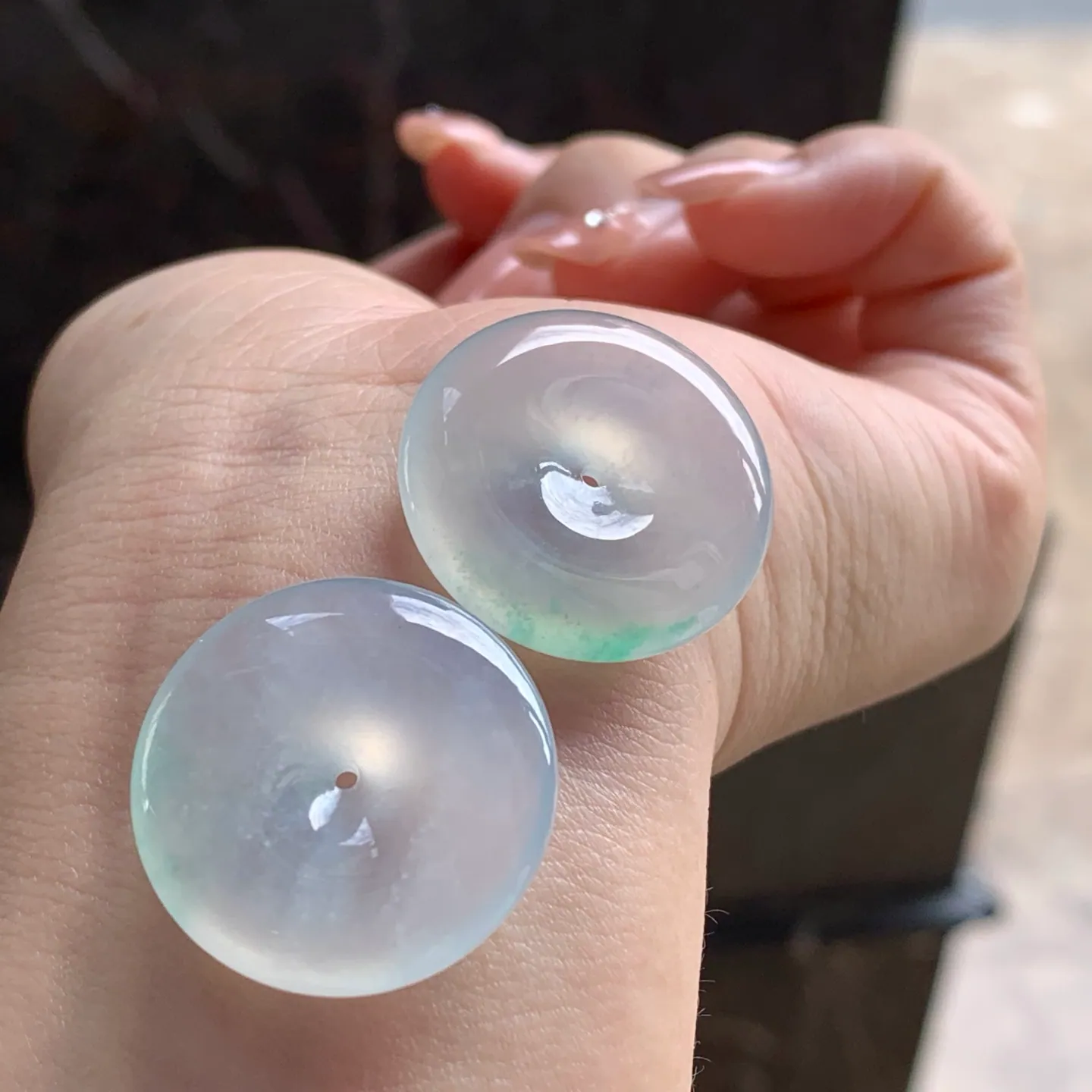 Type A Jadeite Safety Coin Pair, Icy Clear, 24mm
