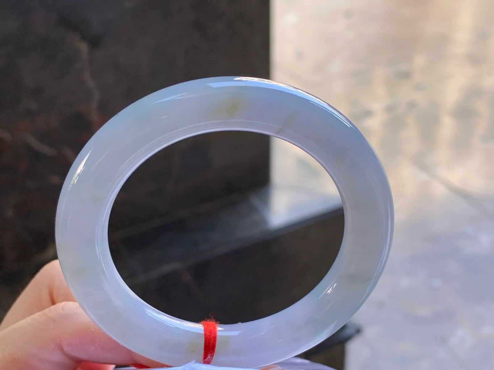 Type A Jadeite Round Bangle, Glutinous White, 53.3mm