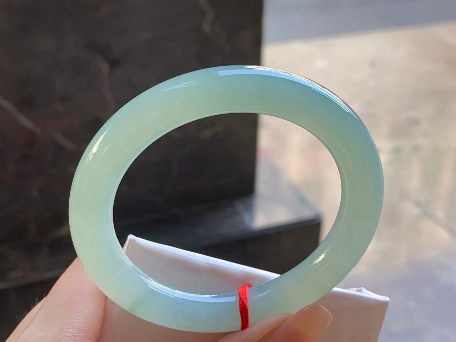 Type A Jadeite Round Bangle, Pale Green, 56.8mm (5)
