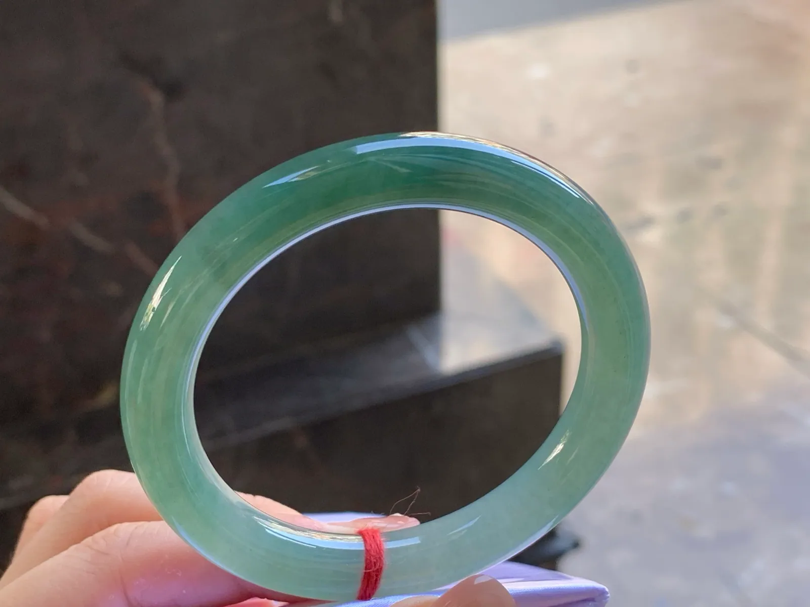 Type A Jadeite Round Bangle, Icy-Glutinous Blue-Green, 57mm (3)