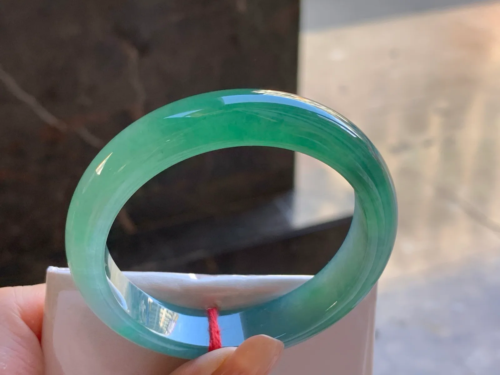 Natural Type A Jadeite Bangle, Icy, Blue-Green, 53.2mm (5)
