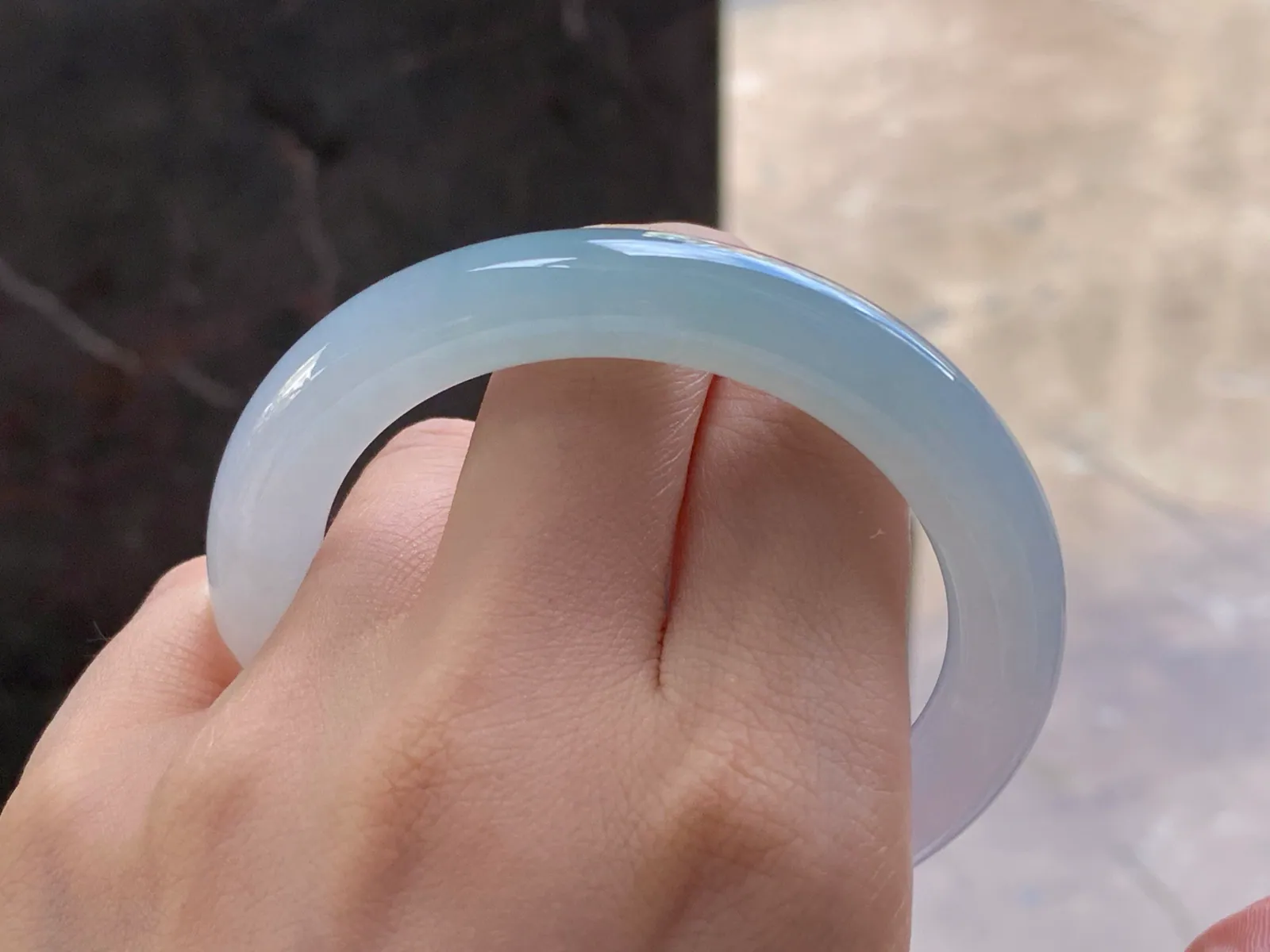 Natural Type A Jadeite Bangle, Icy Glutinous White, 54.7mm (9)