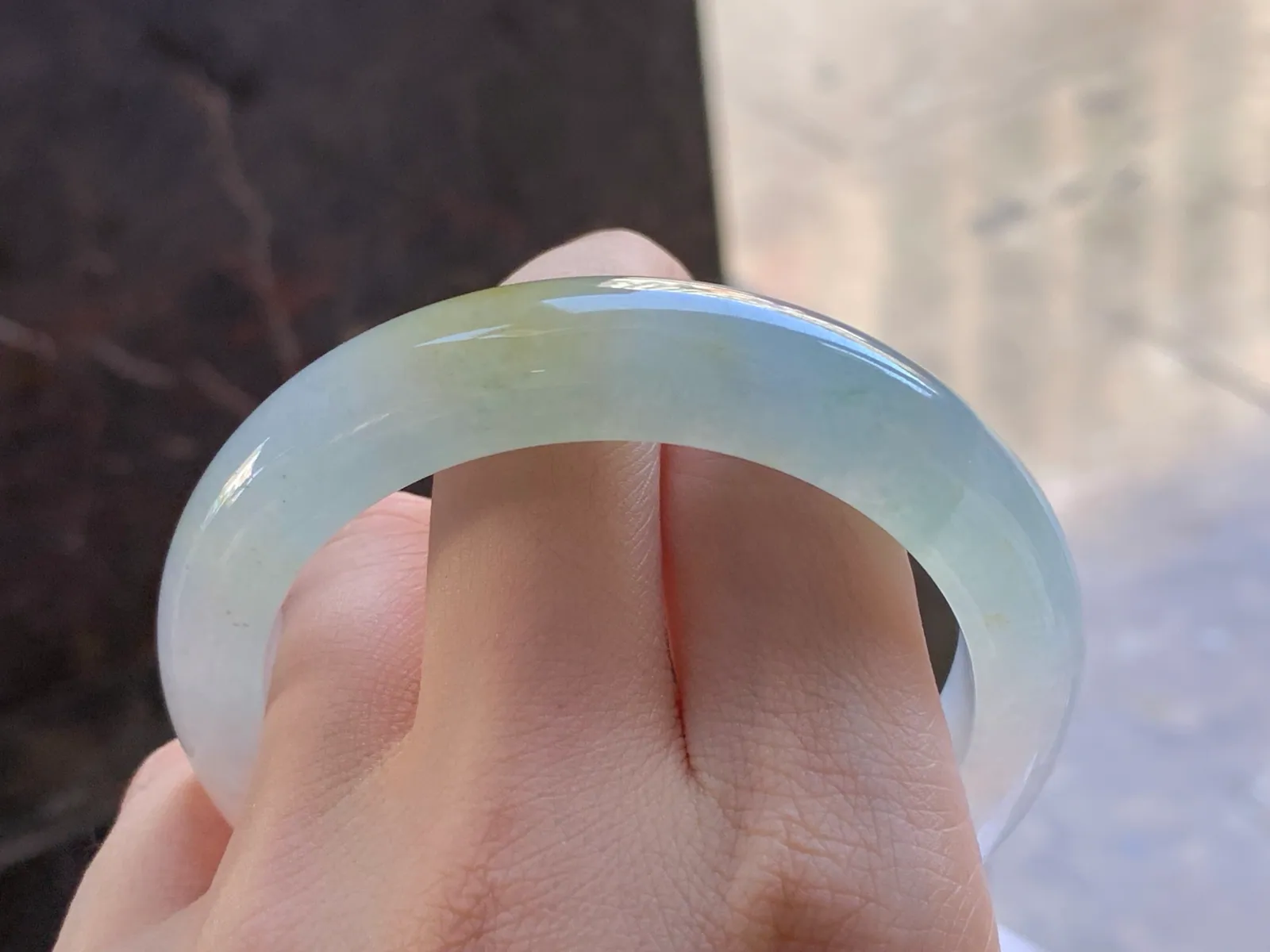 Type A Jadeite Flat Bangle, Pale Yellow, 56.7mm (9)
