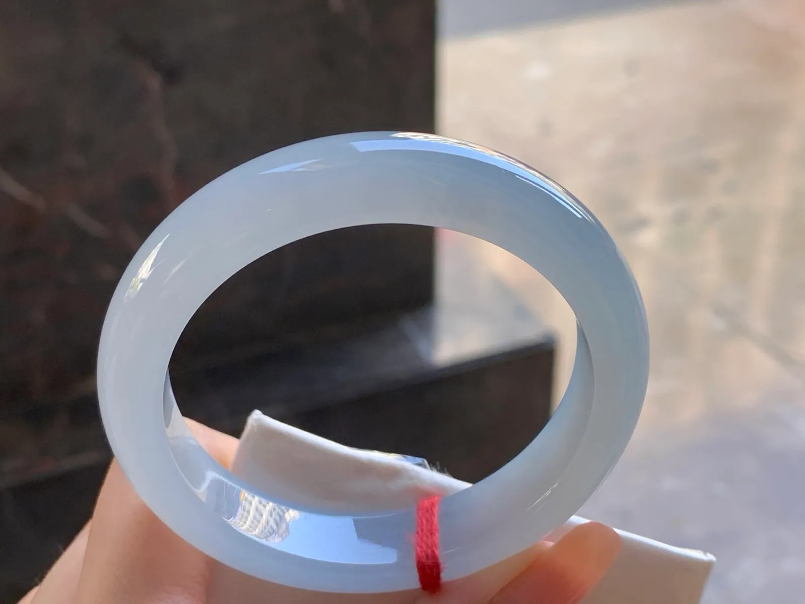 Type A Jadeite Flat Bangle, Icy-Glutinous Icy White, 56.6mm (6)