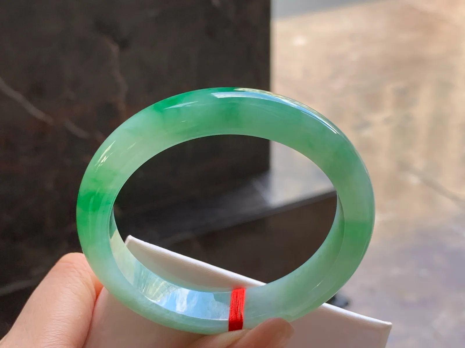 Natural Type A Jadeite Bangle, Icy Green Floating, 54.7mm (7)