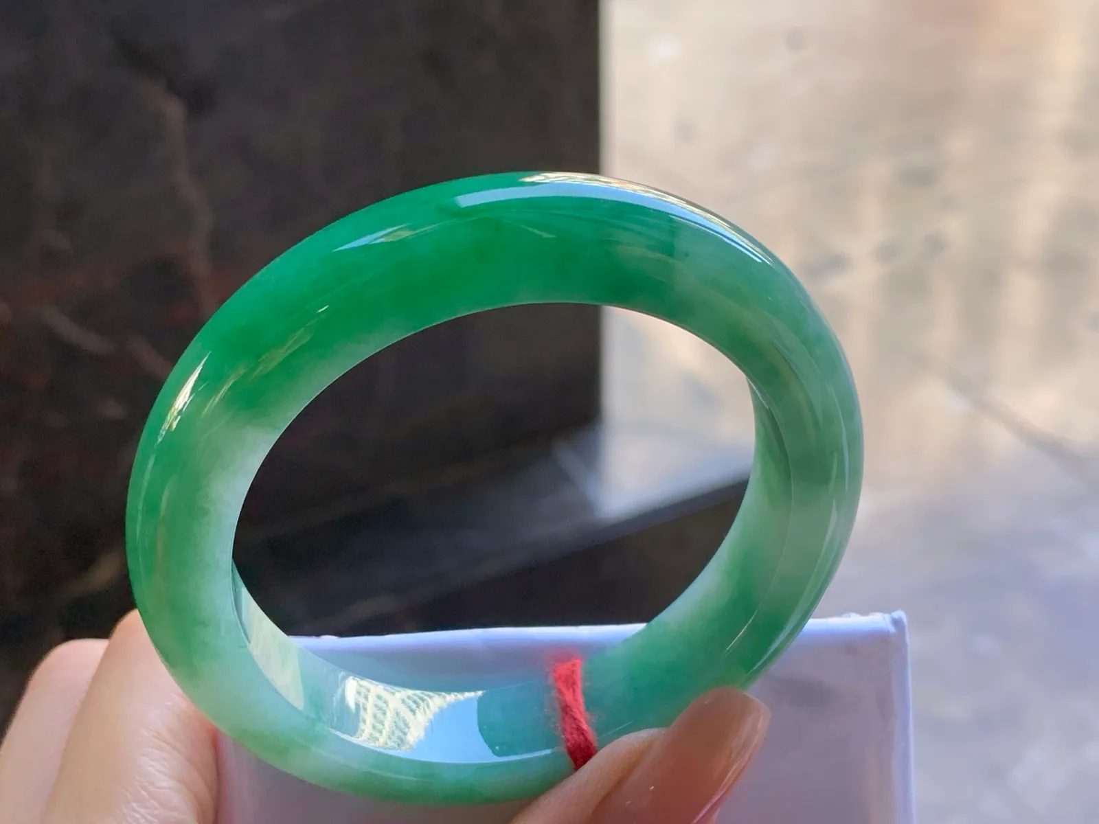 Type A Jadeite Flat Bangle, Glutinous Bright Green, 55mm (5)
