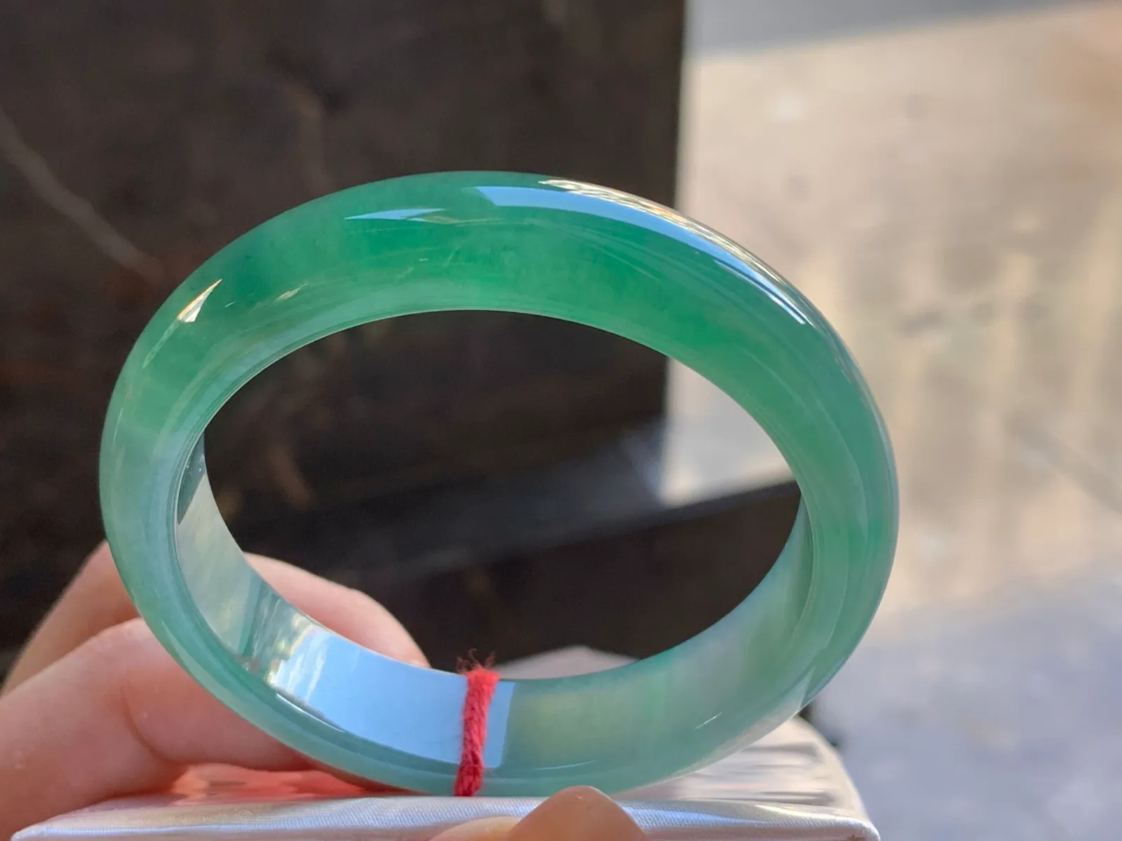 Natural Type A Jadeite Bangle, Icy, Blue-Green, 53.2mm (4)