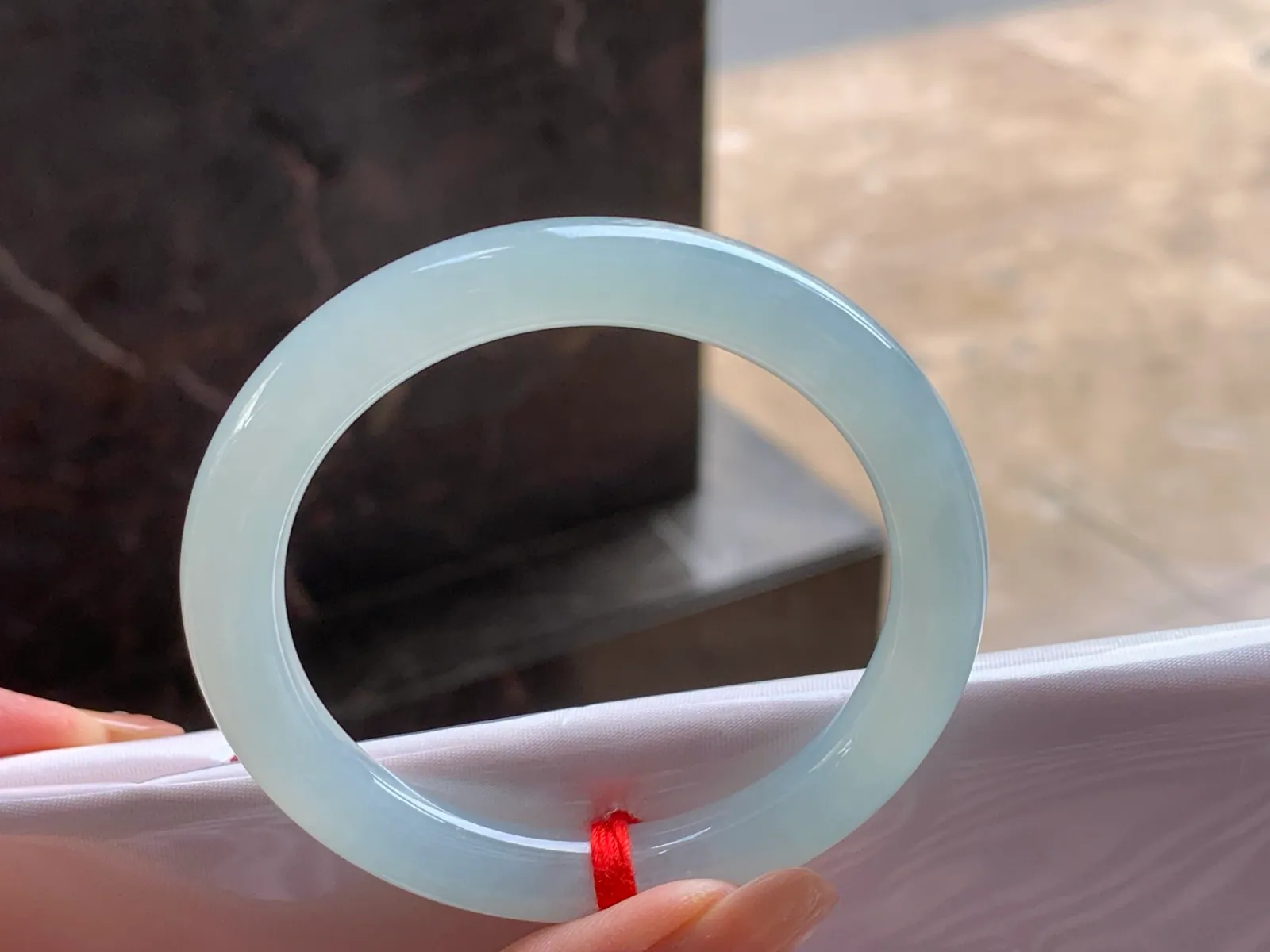 Natural Type A Jadeite Round Bangle, Pale Blue-Green, 53mm (6)