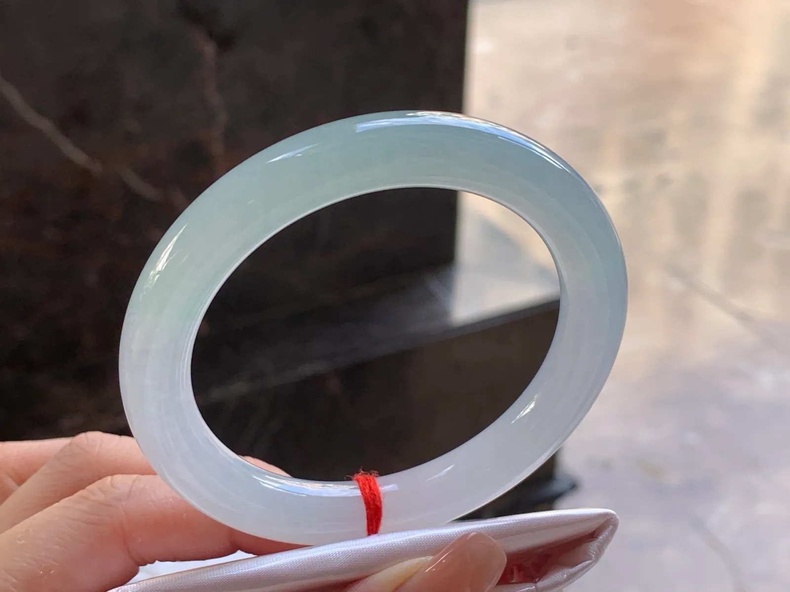Type A Jadeite Round Bangle, Pale Blue-Green, 55.7mm (3)