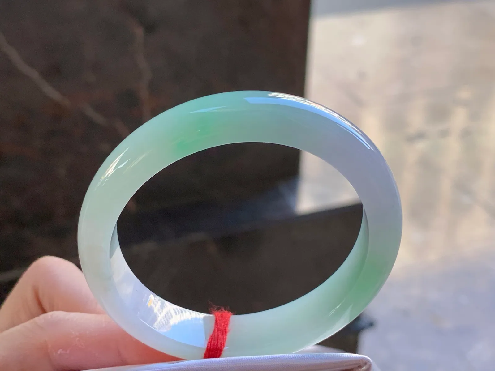 Natural Type A Jadeite Oval Bangle, Lavender and Green, 54mm (3)