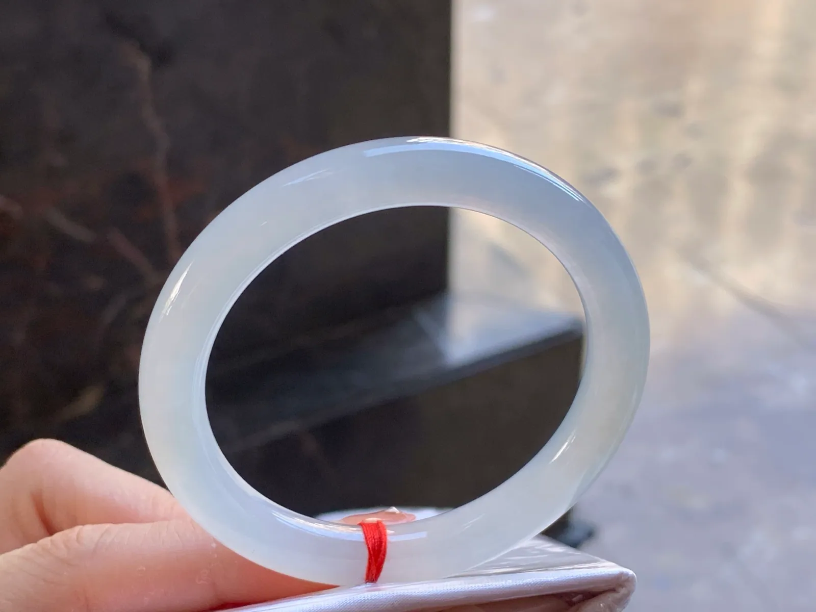 Type A Jadeite Round Bangle, Icy-Glutinous Icy White, 51mm (3)