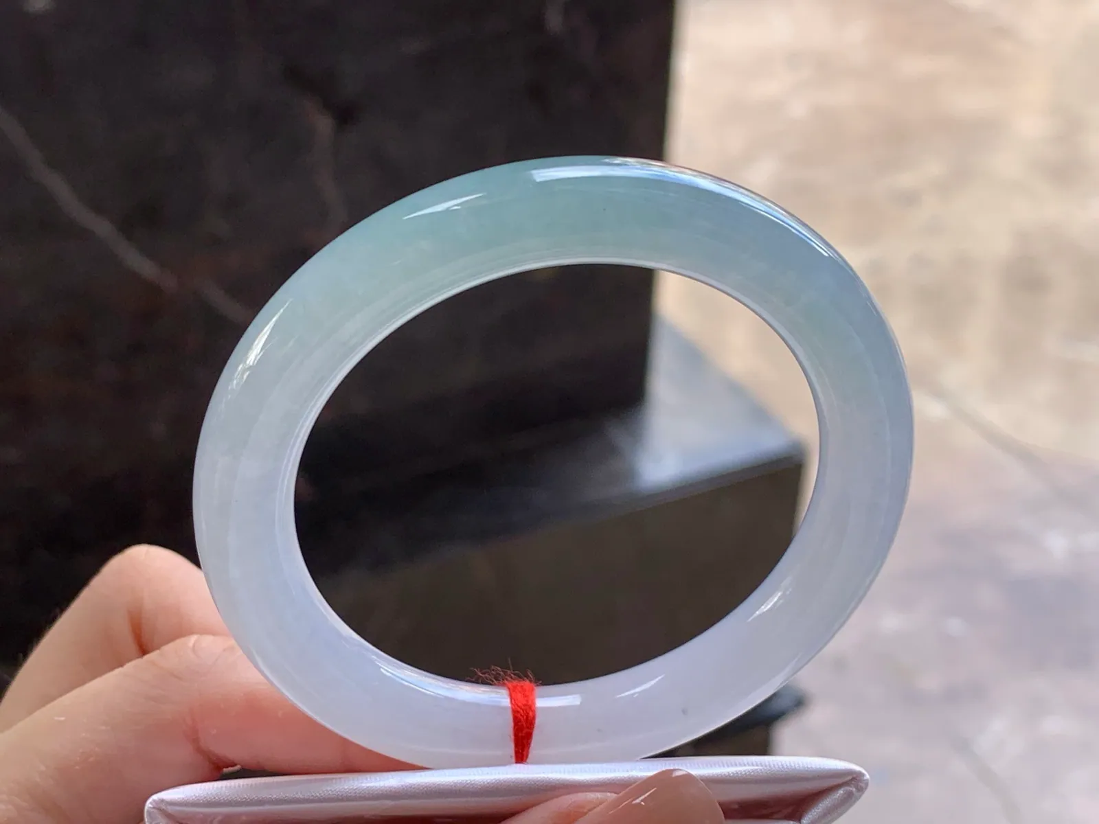Natural Type A Jadeite Round Bangle, Pale Blue-Green, 55.7mm (3)