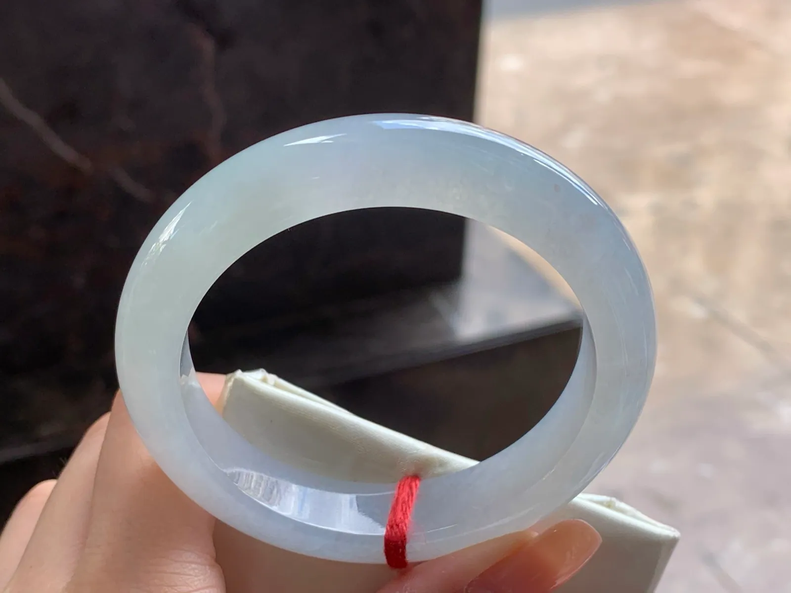 Natural Type A Jadeite Bangle, Icy-Glutinous White, 57mm (6)