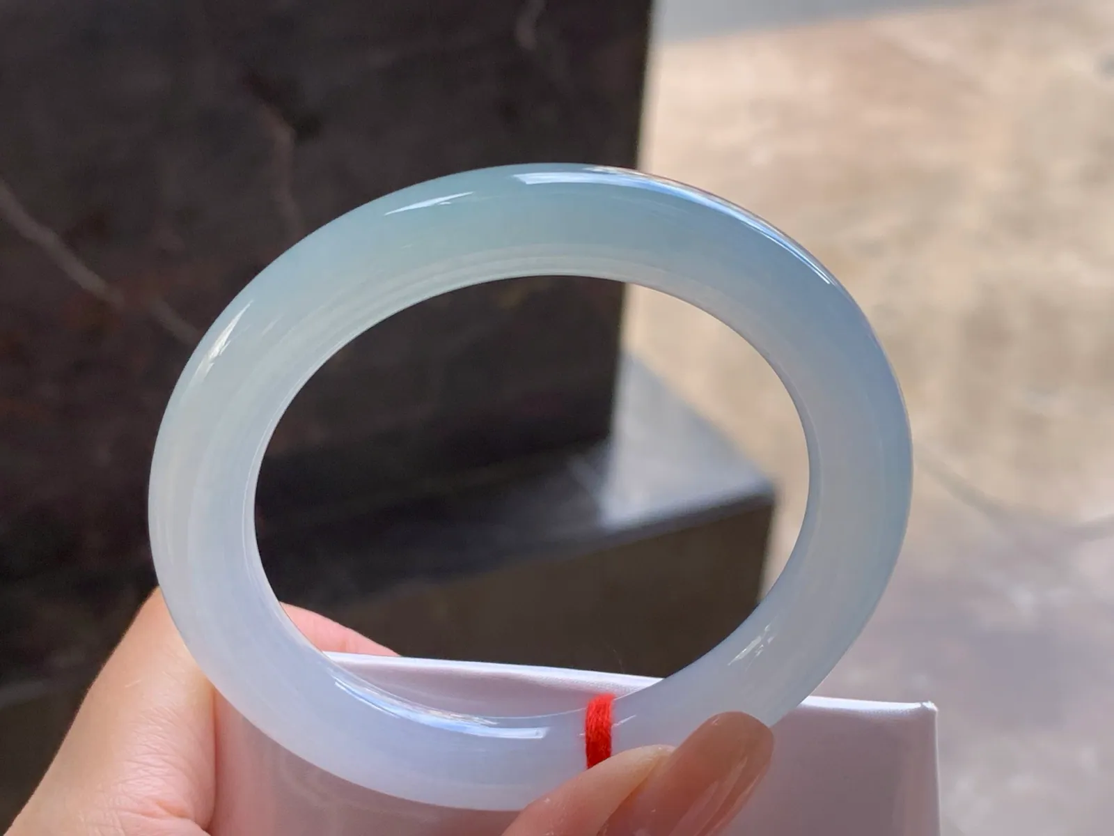 Natural Type A Jadeite Bangle, Icy Glutinous White, 54.7mm (5)