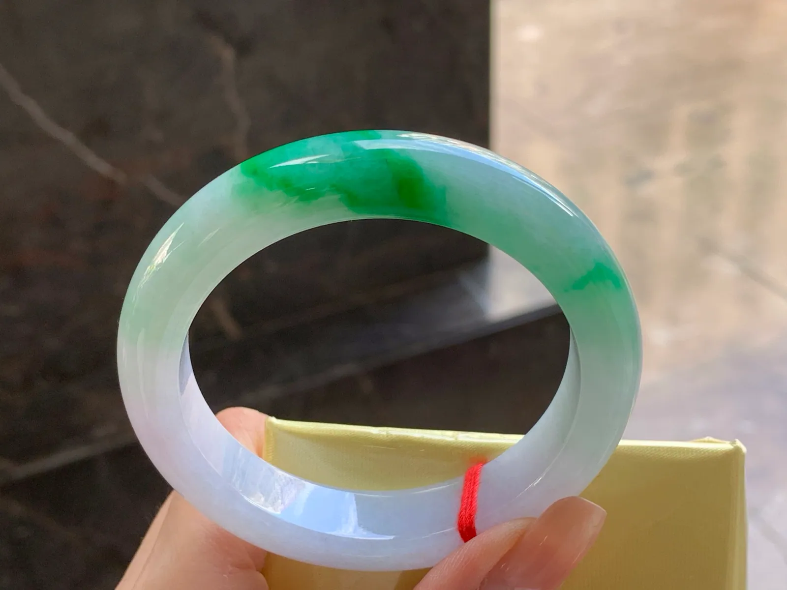 Type A Jadeite Flat Bangle, Lavender & Green, 56.9mm (7)