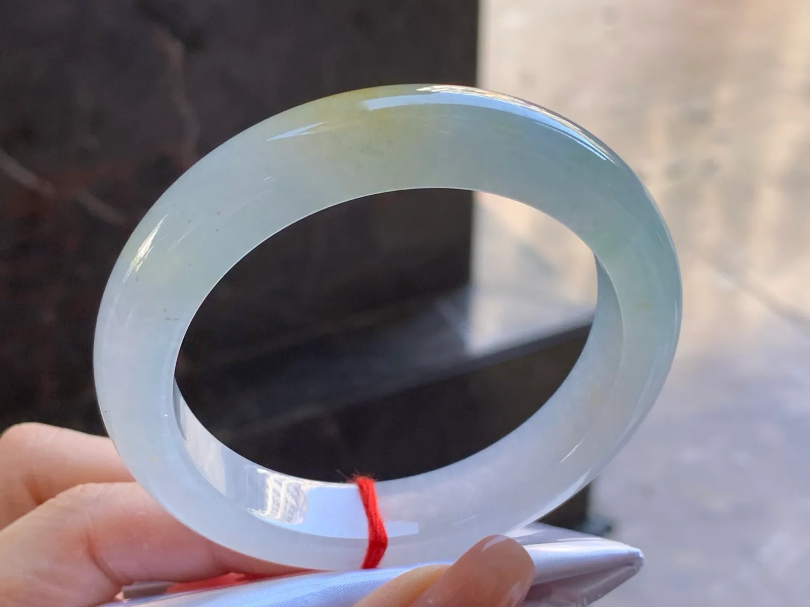 Type A Jadeite Flat Bangle, Pale Yellow, 56.7mm (3)
