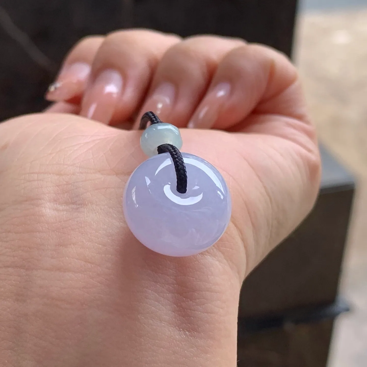Type A Jadeite Huaigu Disc Pendant, Pink Lavender, 18.2mm (3)