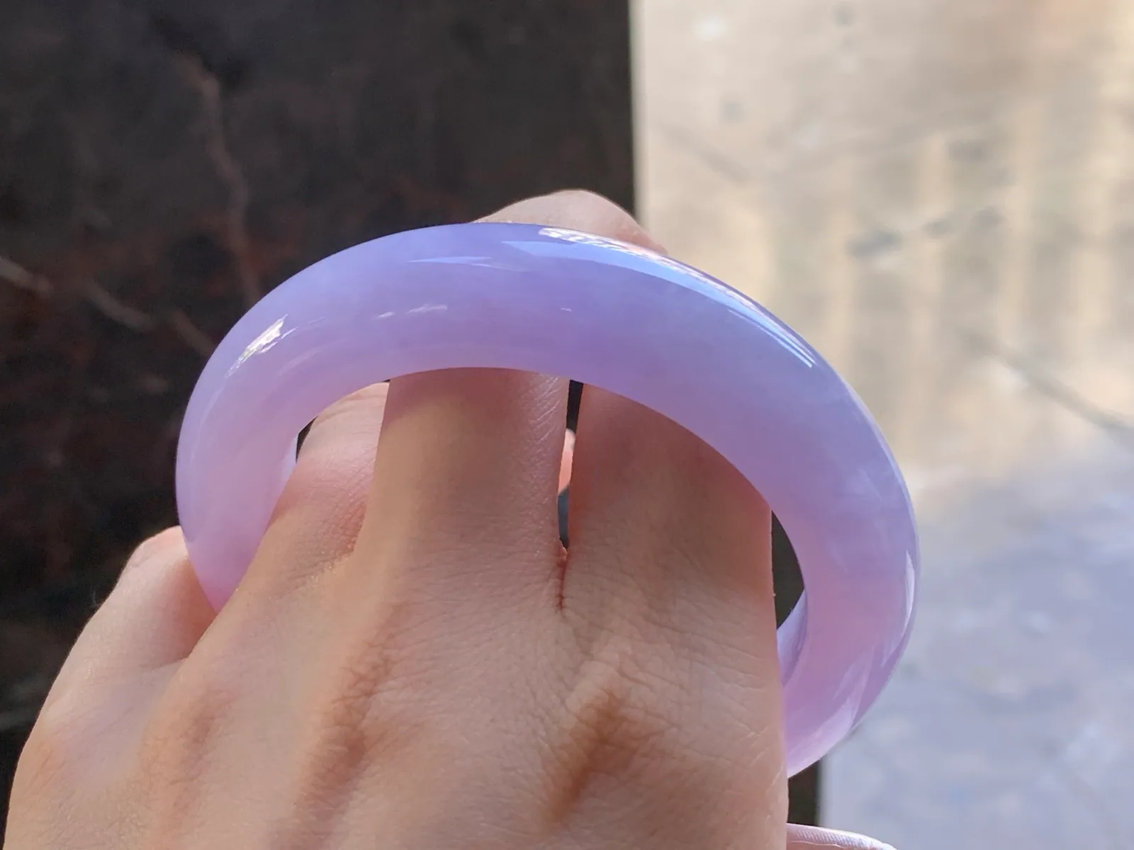 Type A Jadeite Flat Bangle, Full Lavender, 55.6mm (10)