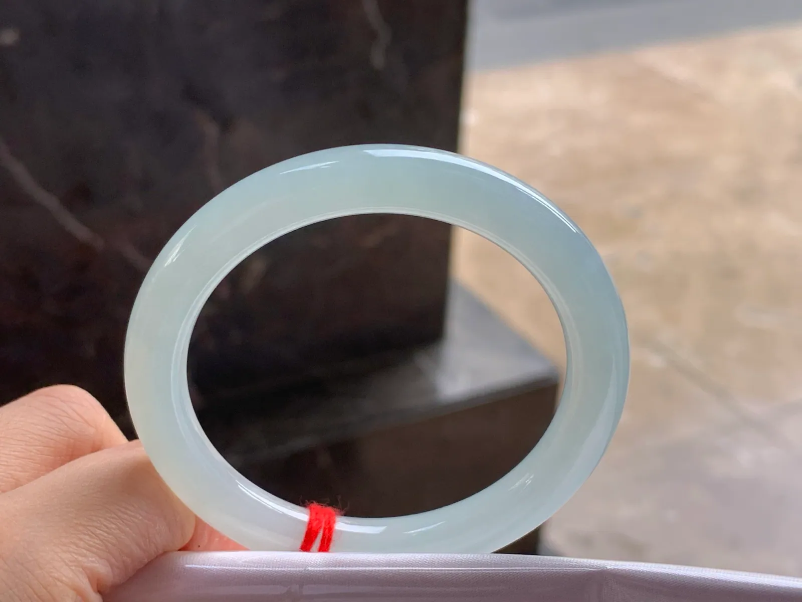 Natural Type A Jadeite Round Bangle, Pale Blue-Green, 53mm (4)