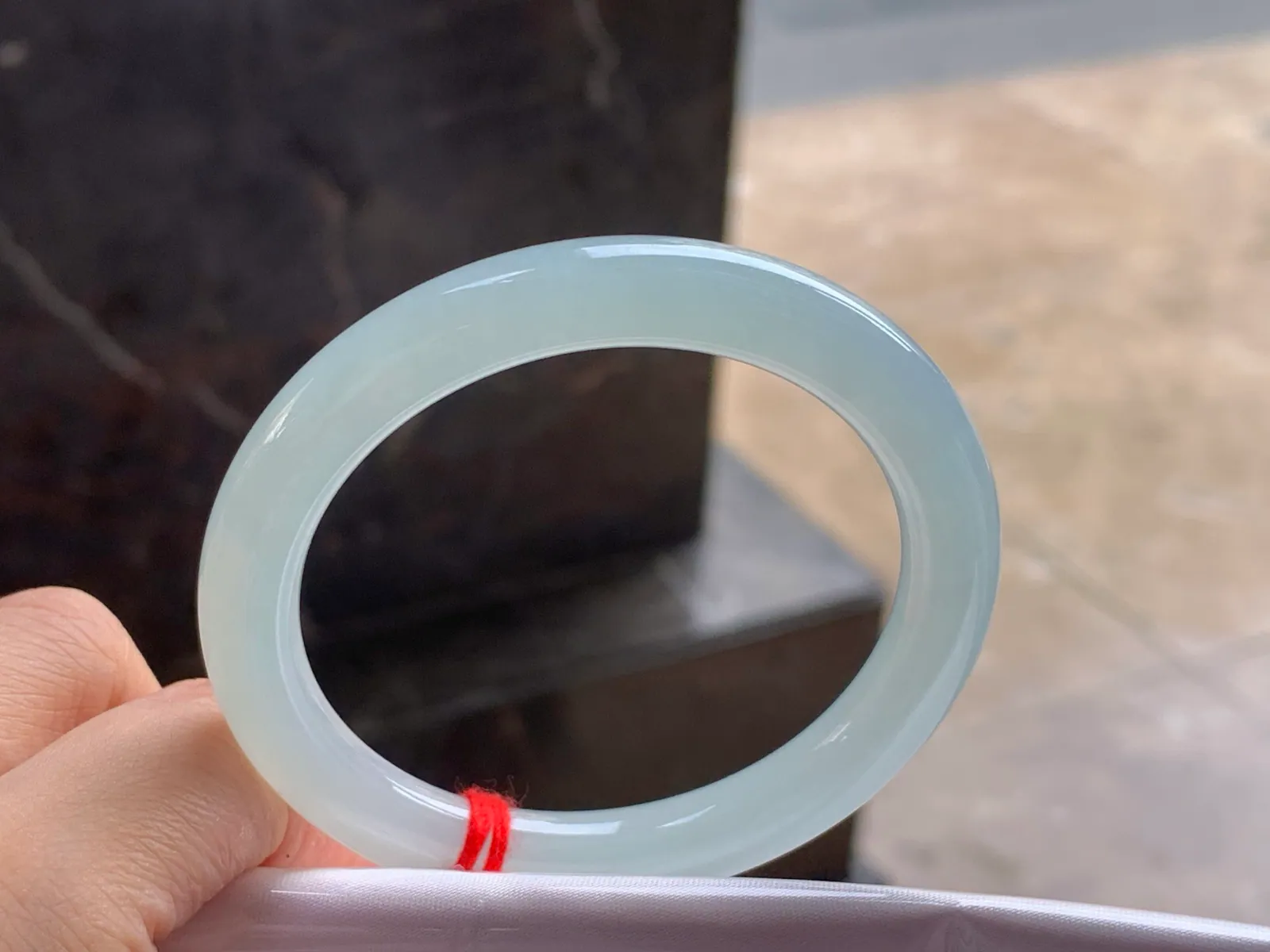 Natural Type A Jadeite Round Bangle, Pale Blue-Green, 53mm (3)