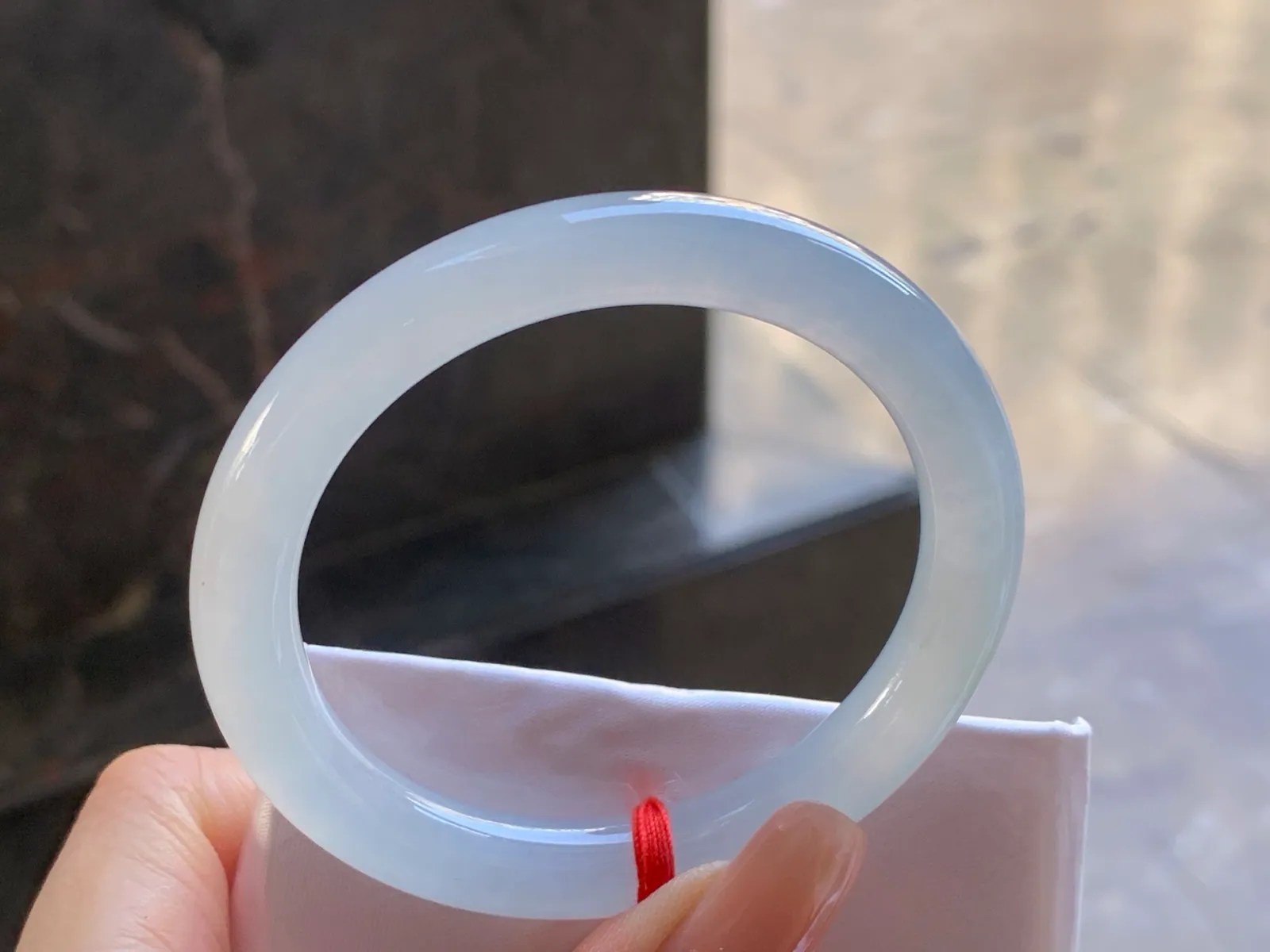 Type A Jadeite Round Bangle, Icy-Glutinous Icy White, 51mm (5)