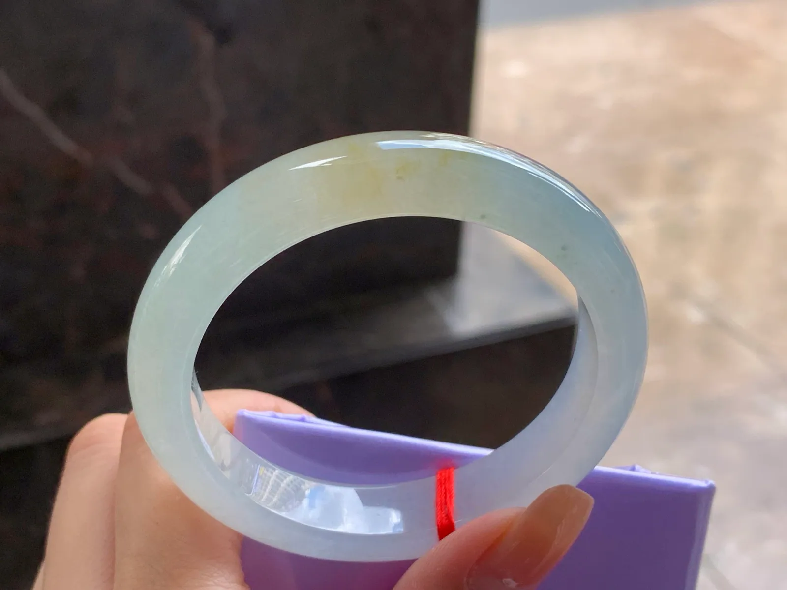 Natural Type A Jadeite Bangle, Icy, Light Yellow, 55.5mm (7)