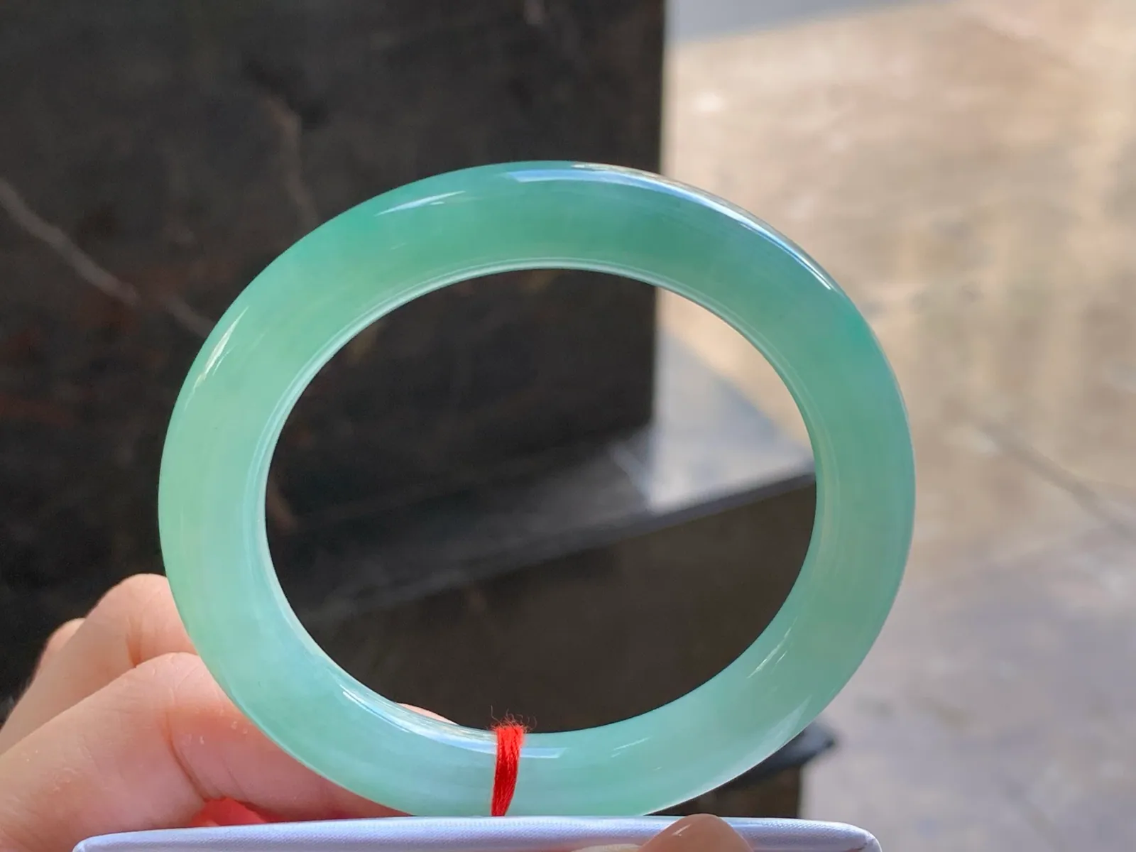 Type A Jadeite Round Bangle, Glutinous Soft Green, 53.5mm