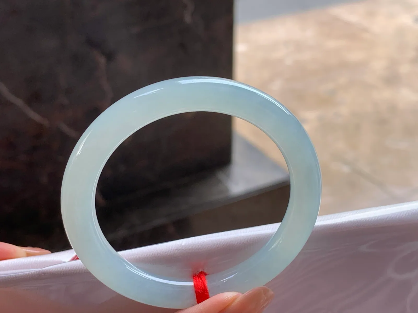 Natural Type A Jadeite Round Bangle, Pale Blue-Green, 53mm (5)