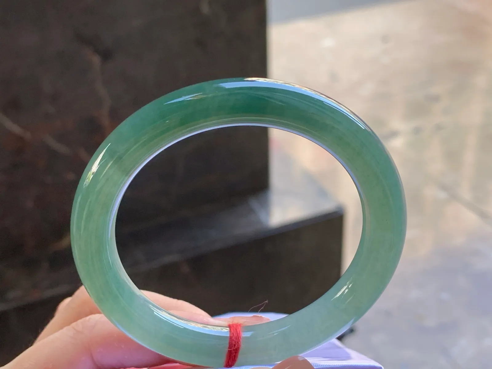 Type A Jadeite Round Bangle, Icy-Glutinous Blue-Green, 57mm (4)