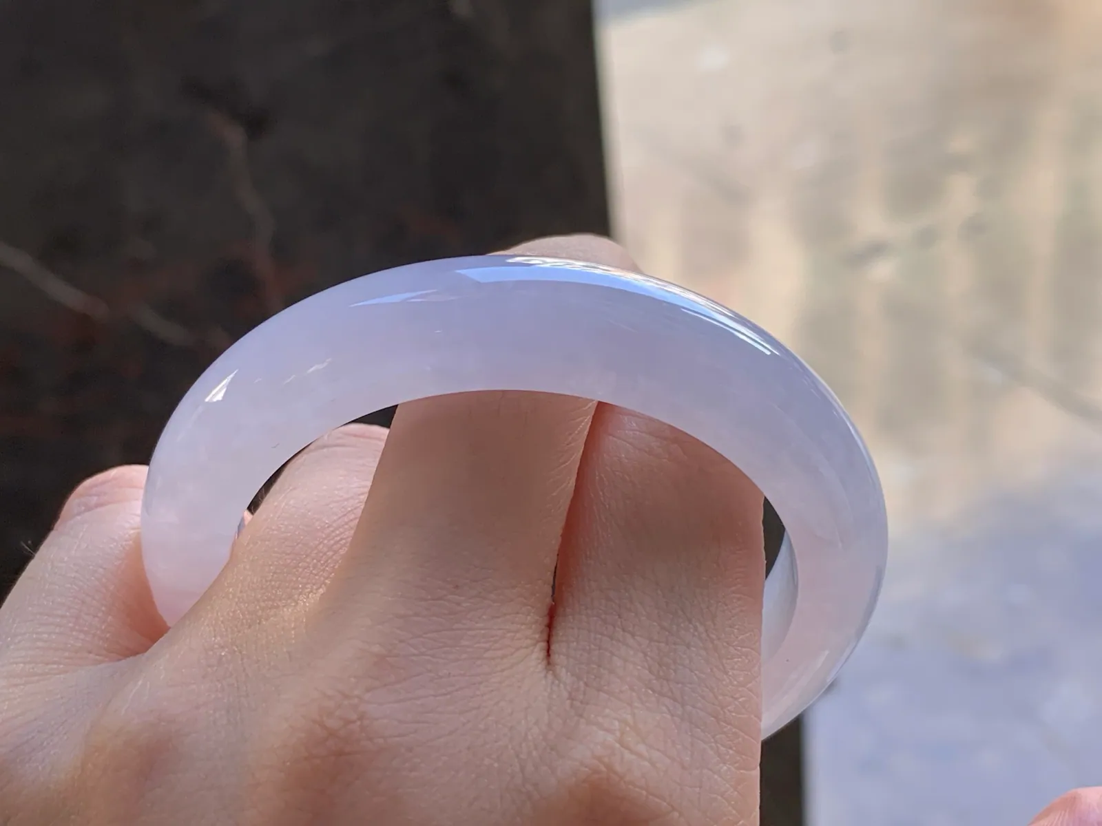 Type A Jadeite Flat Bangle, Glutinous White, 55mm (8)