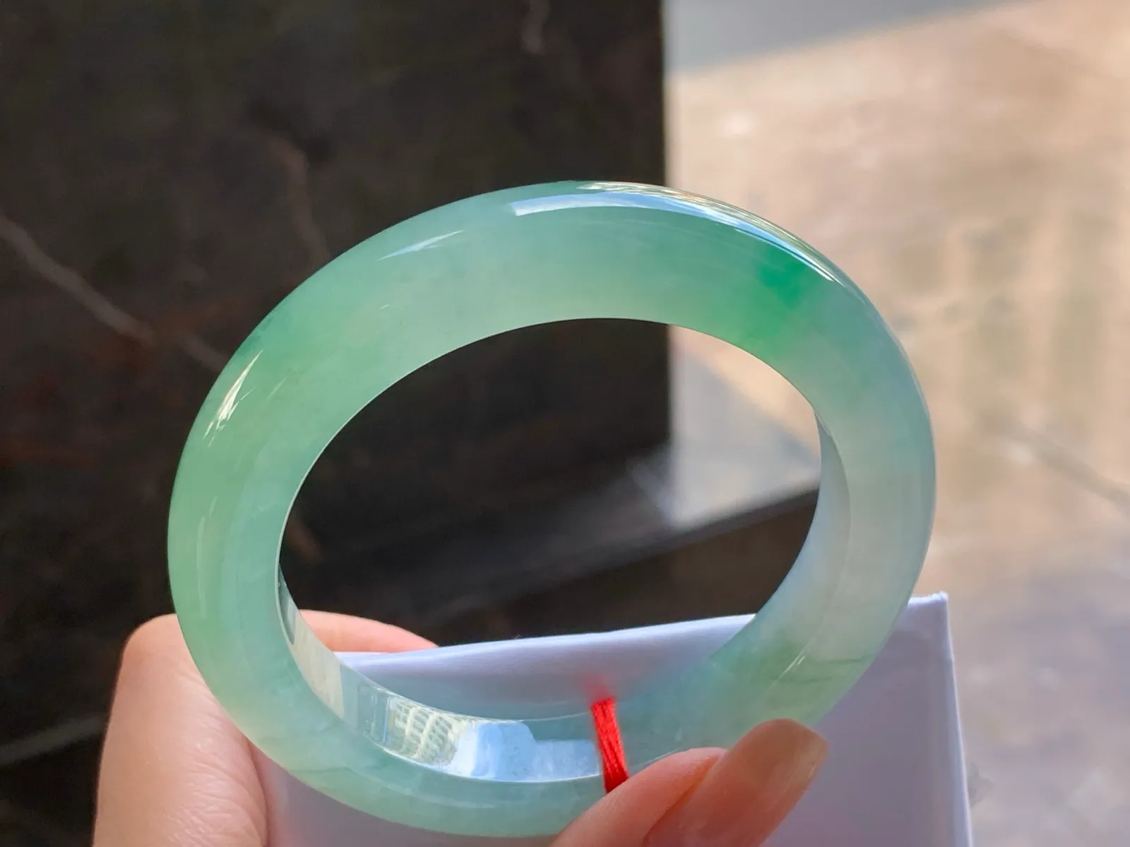 Natural Type A Jadeite Bangle, Icy Pale Blue-Green, 55.4mm (5)