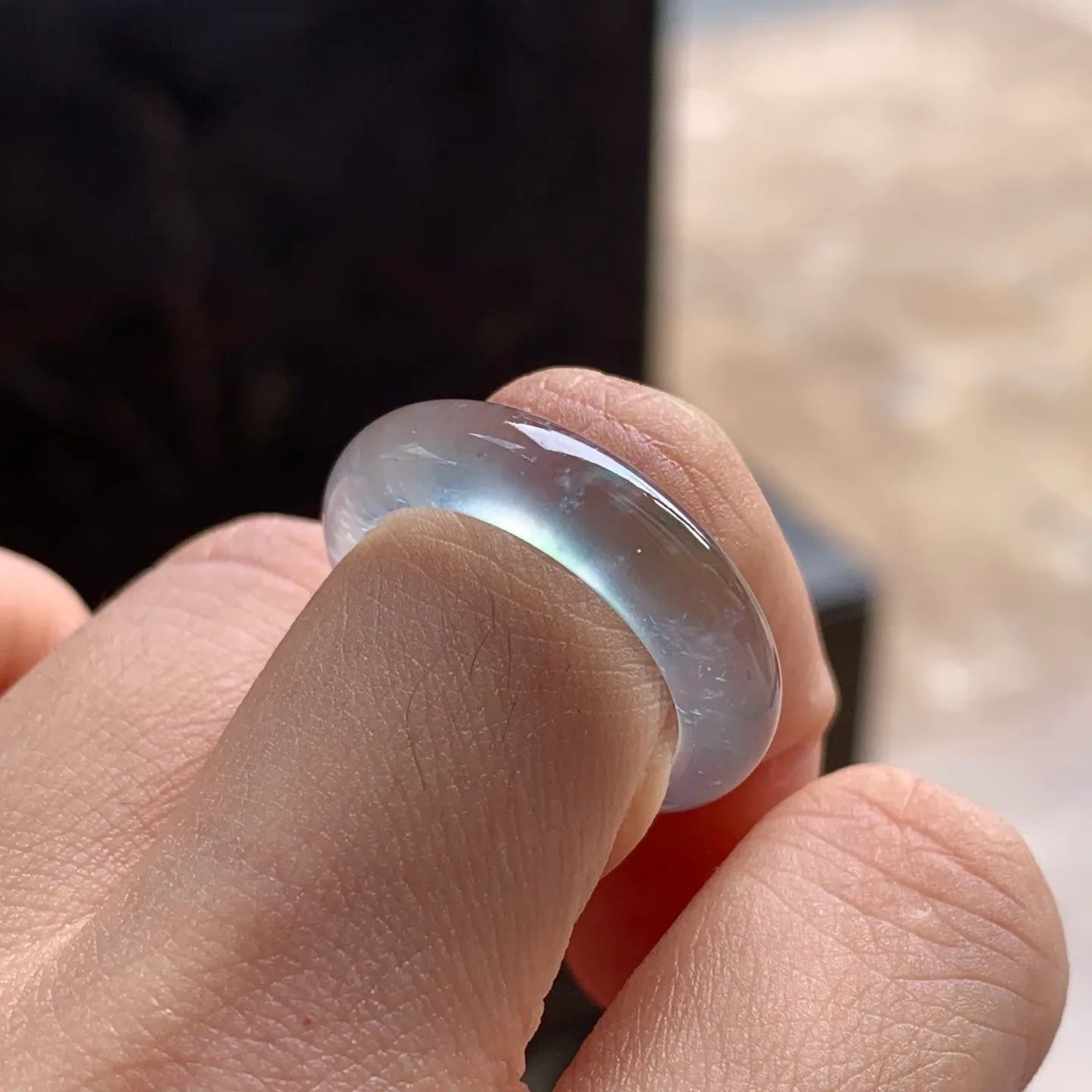 Natural Type A Glassy Jadeite Band Ring, Colorless, 17.1mm (5)