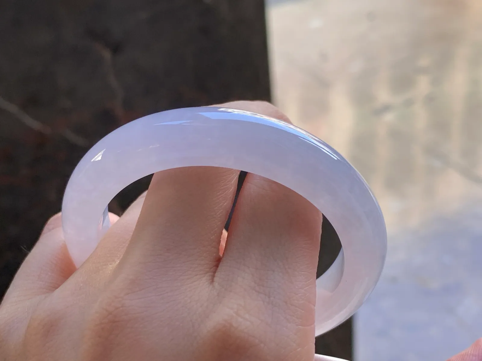 Type A Jadeite Flat Bangle, Glutinous White, 55mm (10)