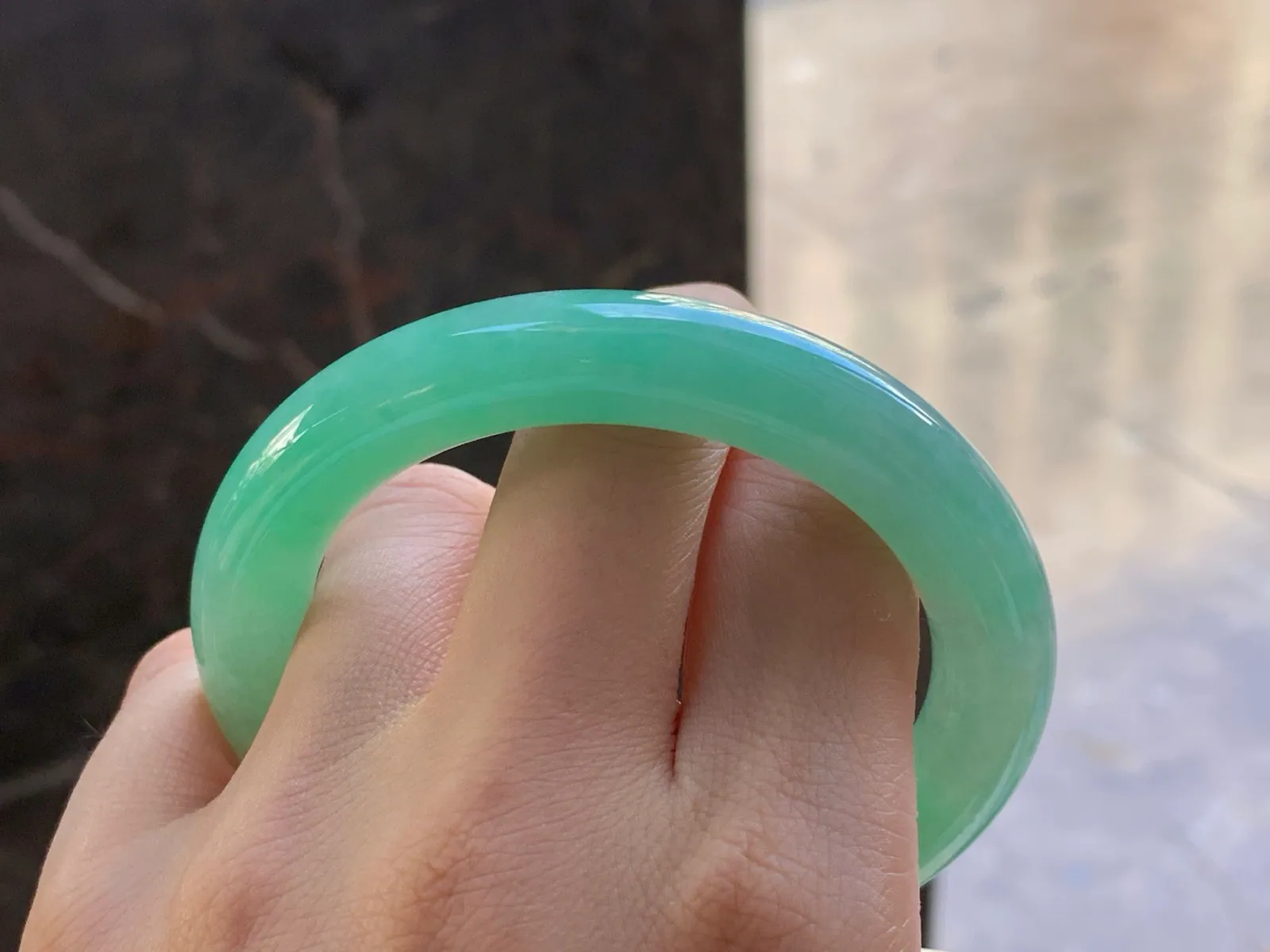 Natural Type A Jadeite Round Bangle, Light Green, 55.3mm (9)