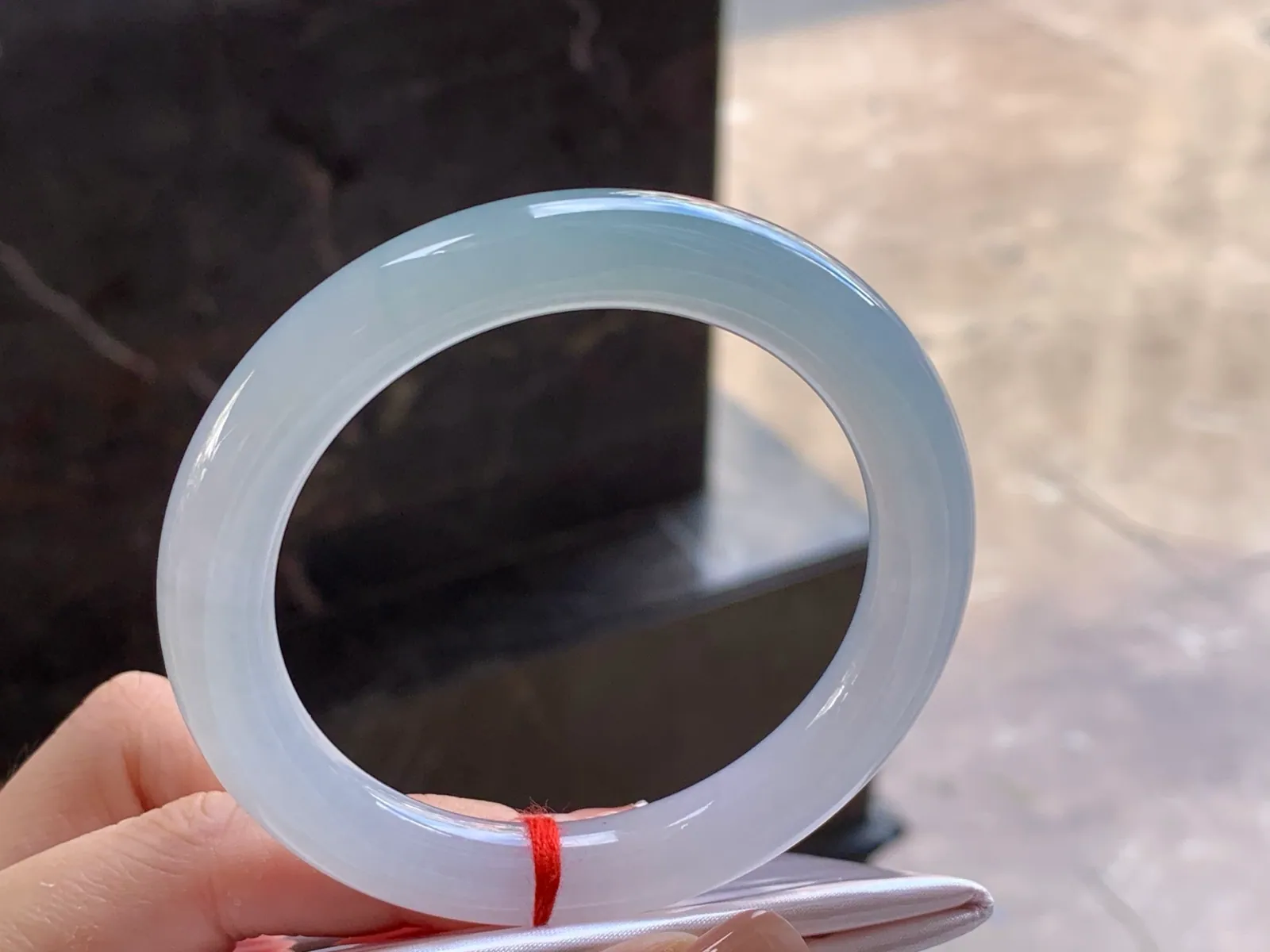 Natural Type A Jadeite Bangle, Icy Glutinous White, 54.7mm