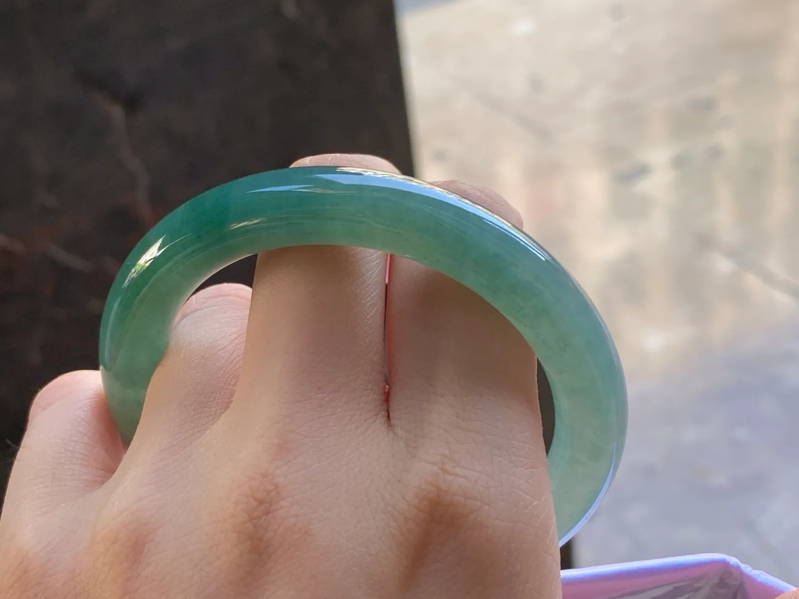 Type A Jadeite Round Bangle, Icy-Glutinous Blue-Green, 57mm (9)