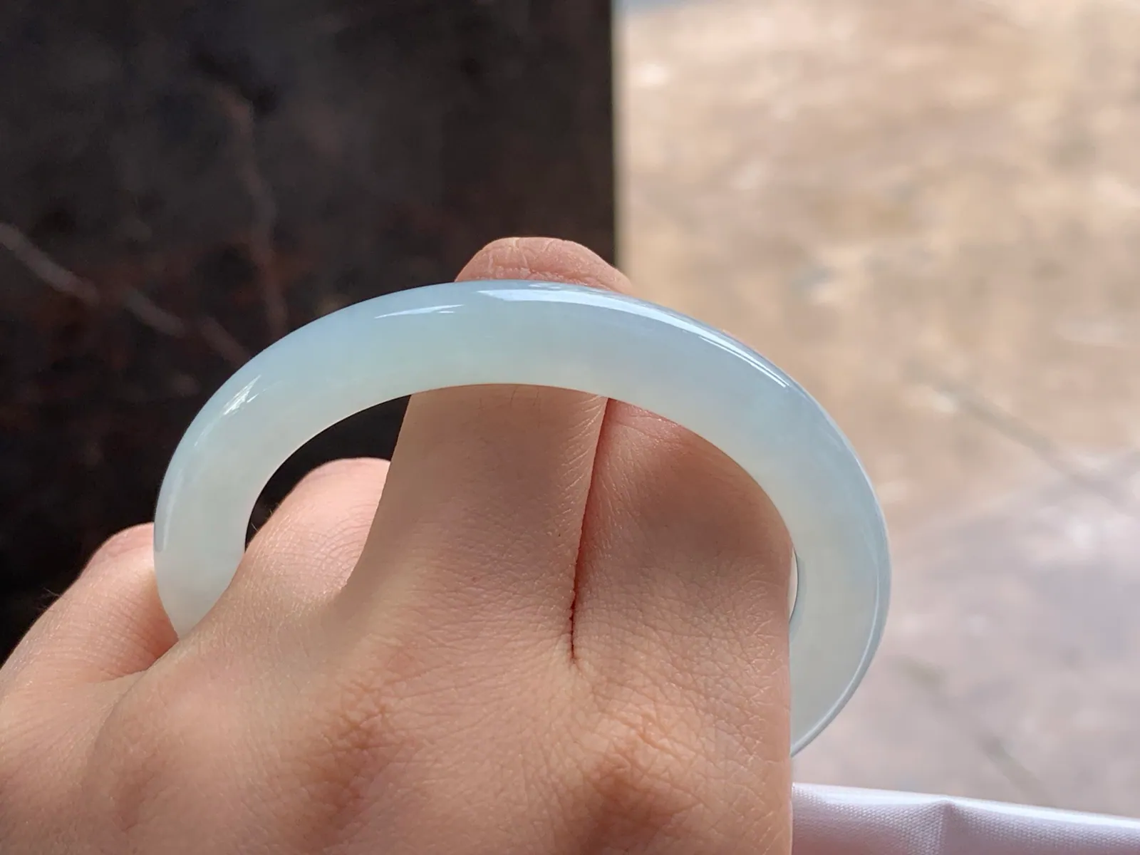 Natural Type A Jadeite Round Bangle, Pale Blue-Green, 53mm (10)