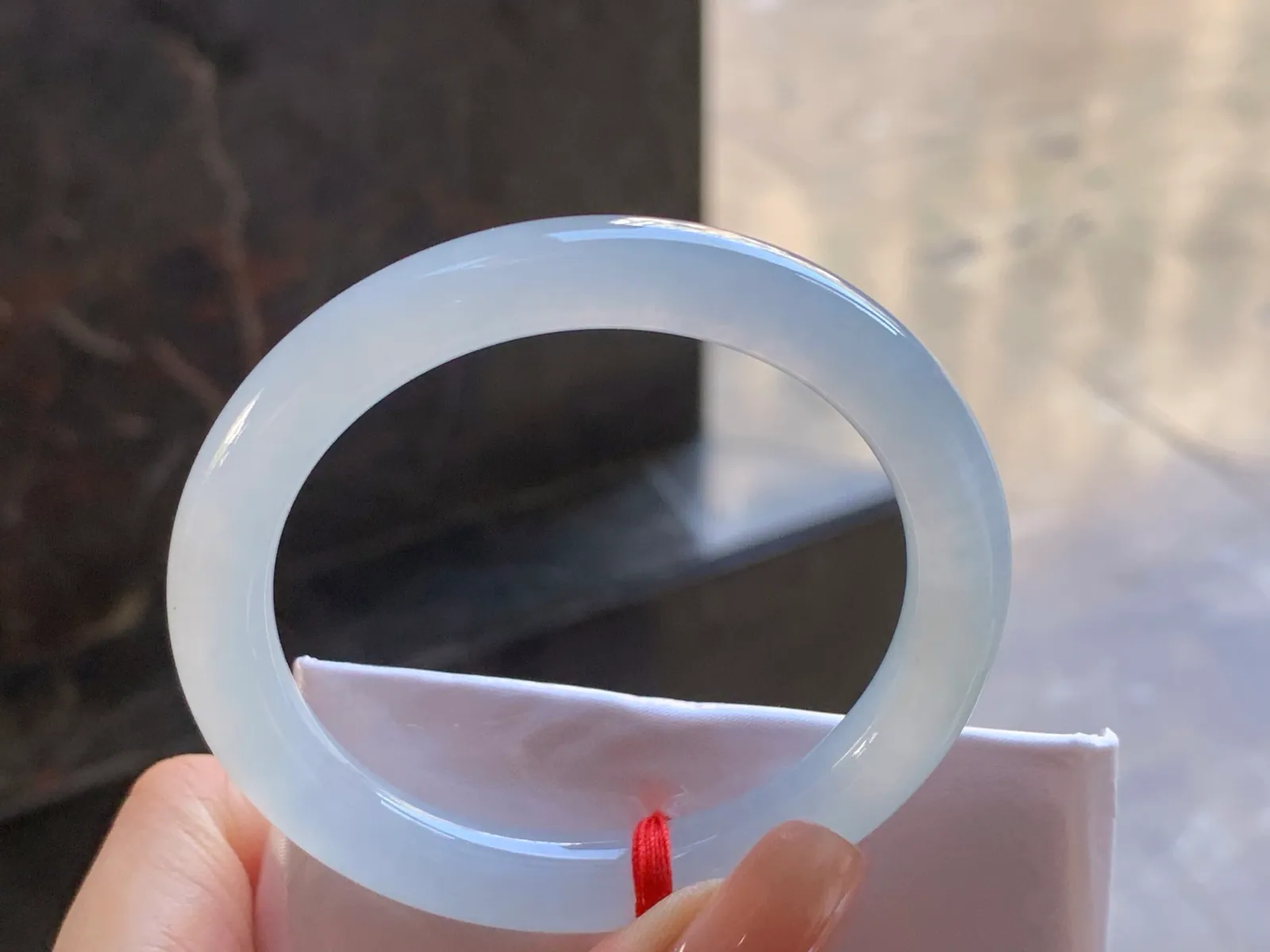 Type A Jadeite Round Bangle, Icy-Glutinous Icy White, 51mm (6)