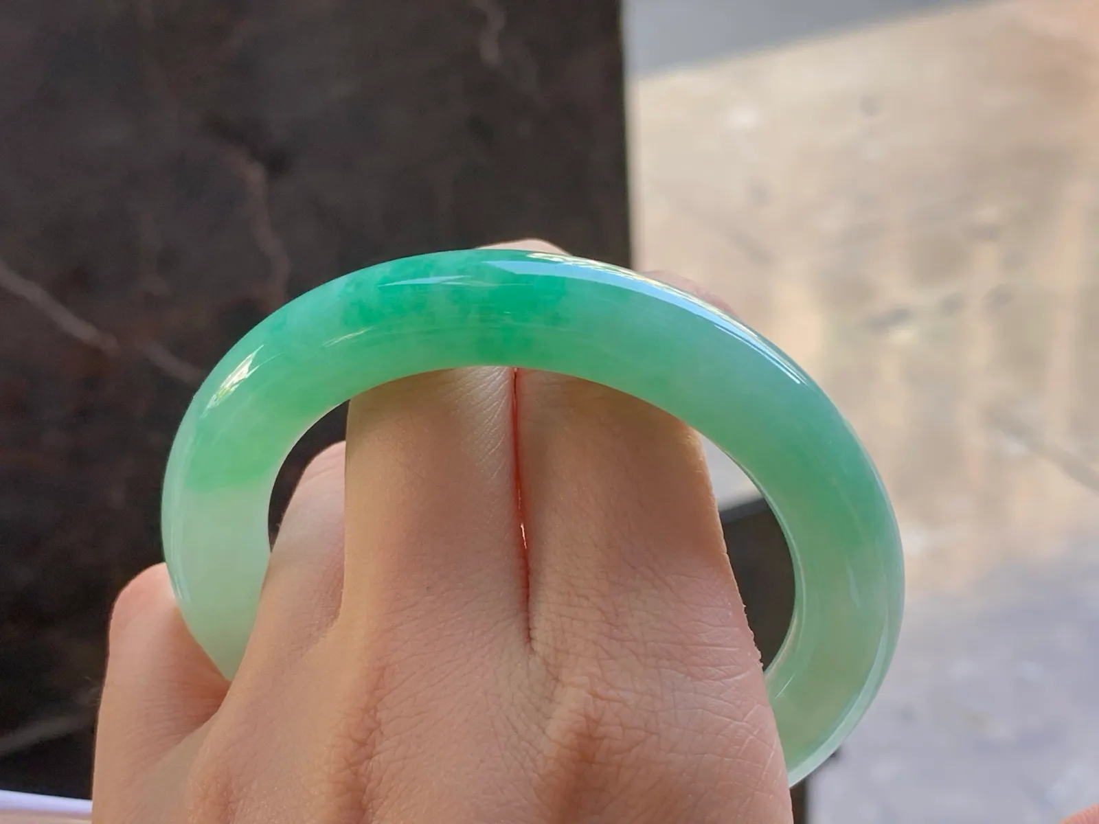Type A Jadeite Round Bangle, Glutinous Bean Green, 57.4mm (9)