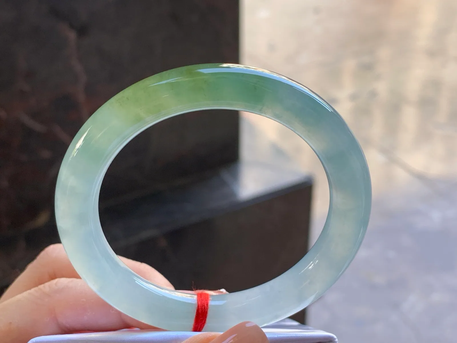 Type A Jadeite Round Bangle, Icy Yellow-Green, 54.8mm