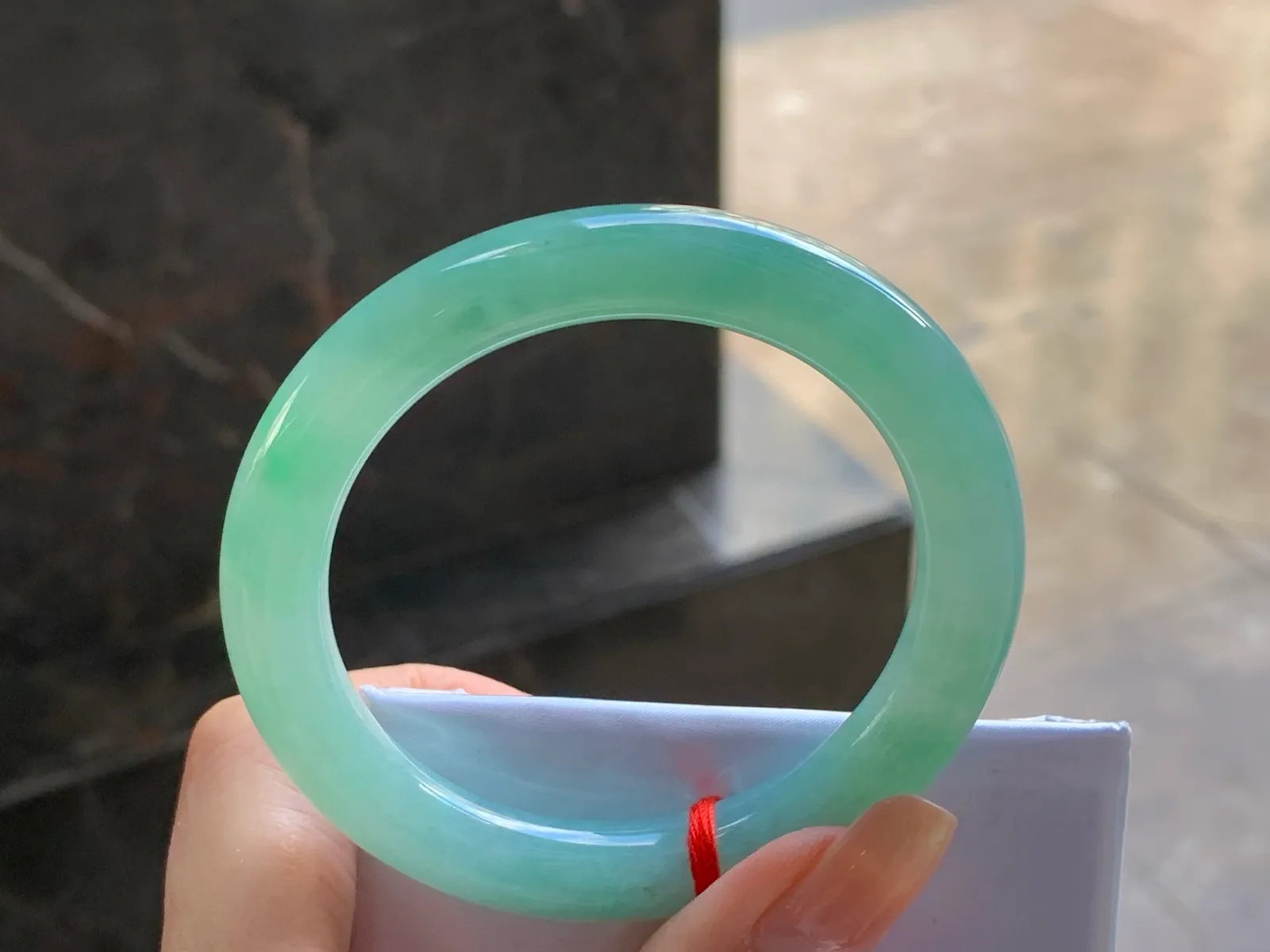 Type A Jadeite Round Bangle, Glutinous Soft Green, 53.5mm (6)