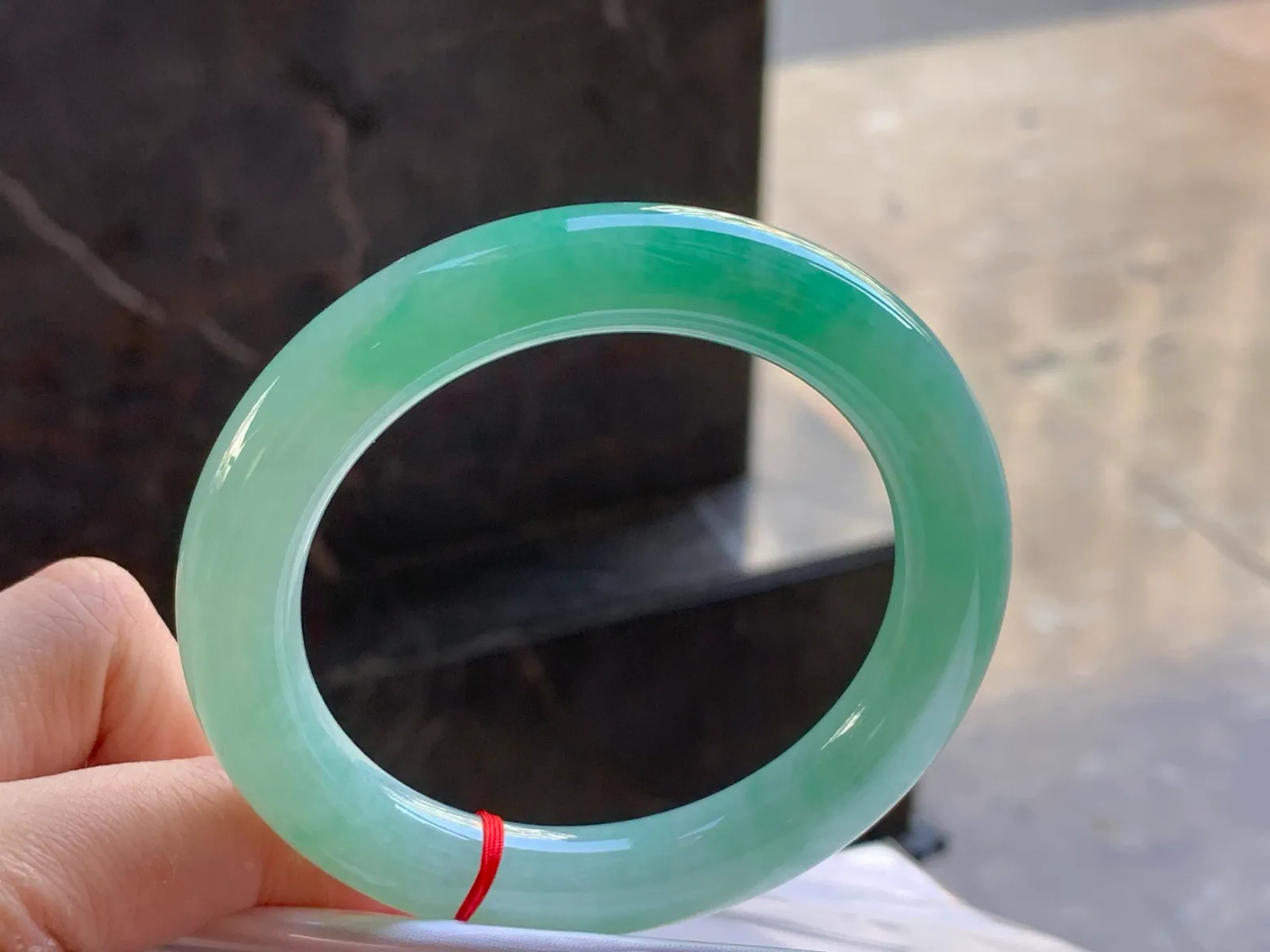 Type A Jadeite Round Bangle, Glutinous Bean Green, 57.4mm (3)