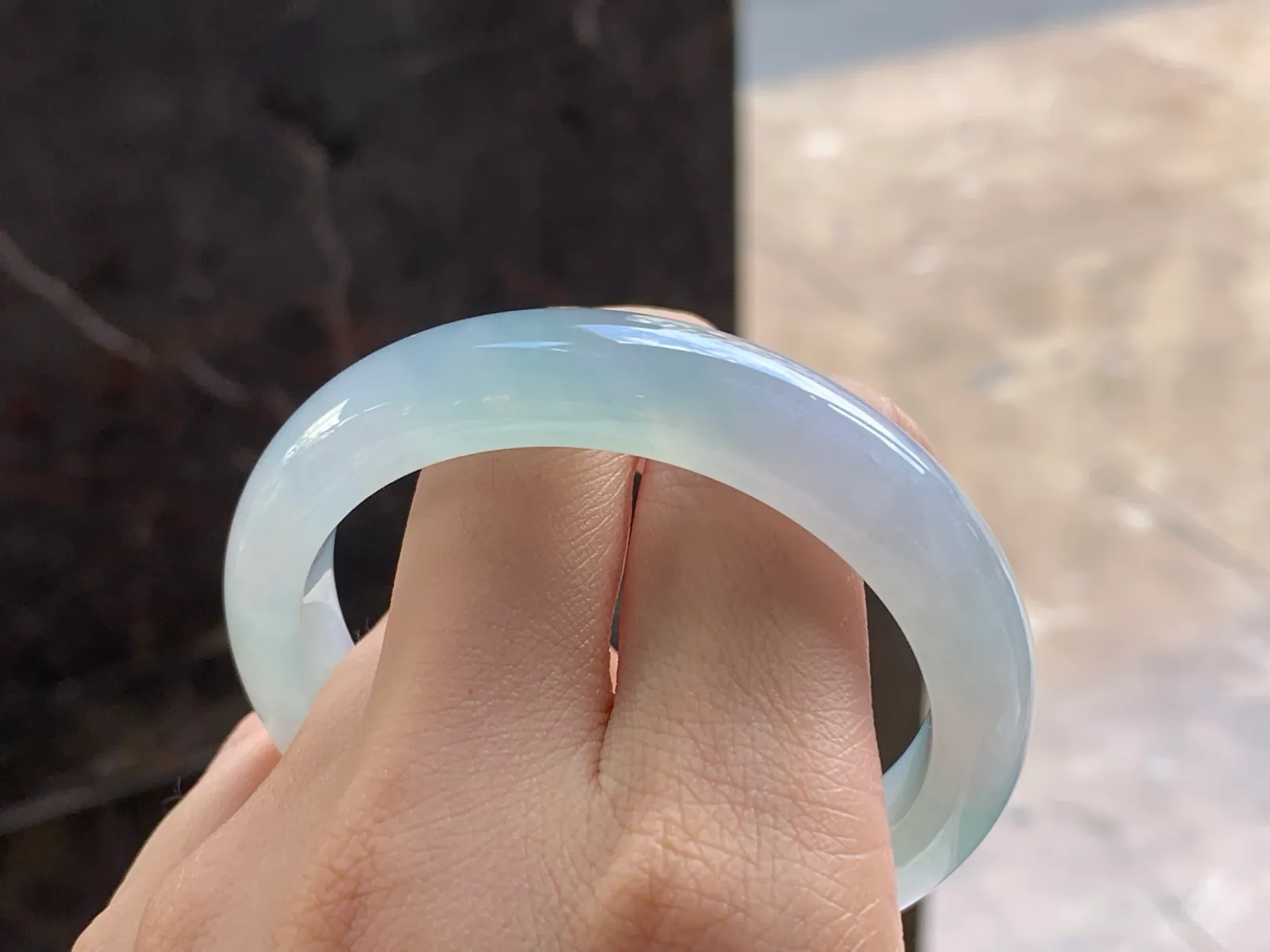 天然A货翡翠 糯冰种 淡晴水 正装手镯 圈口52.7mm (9)