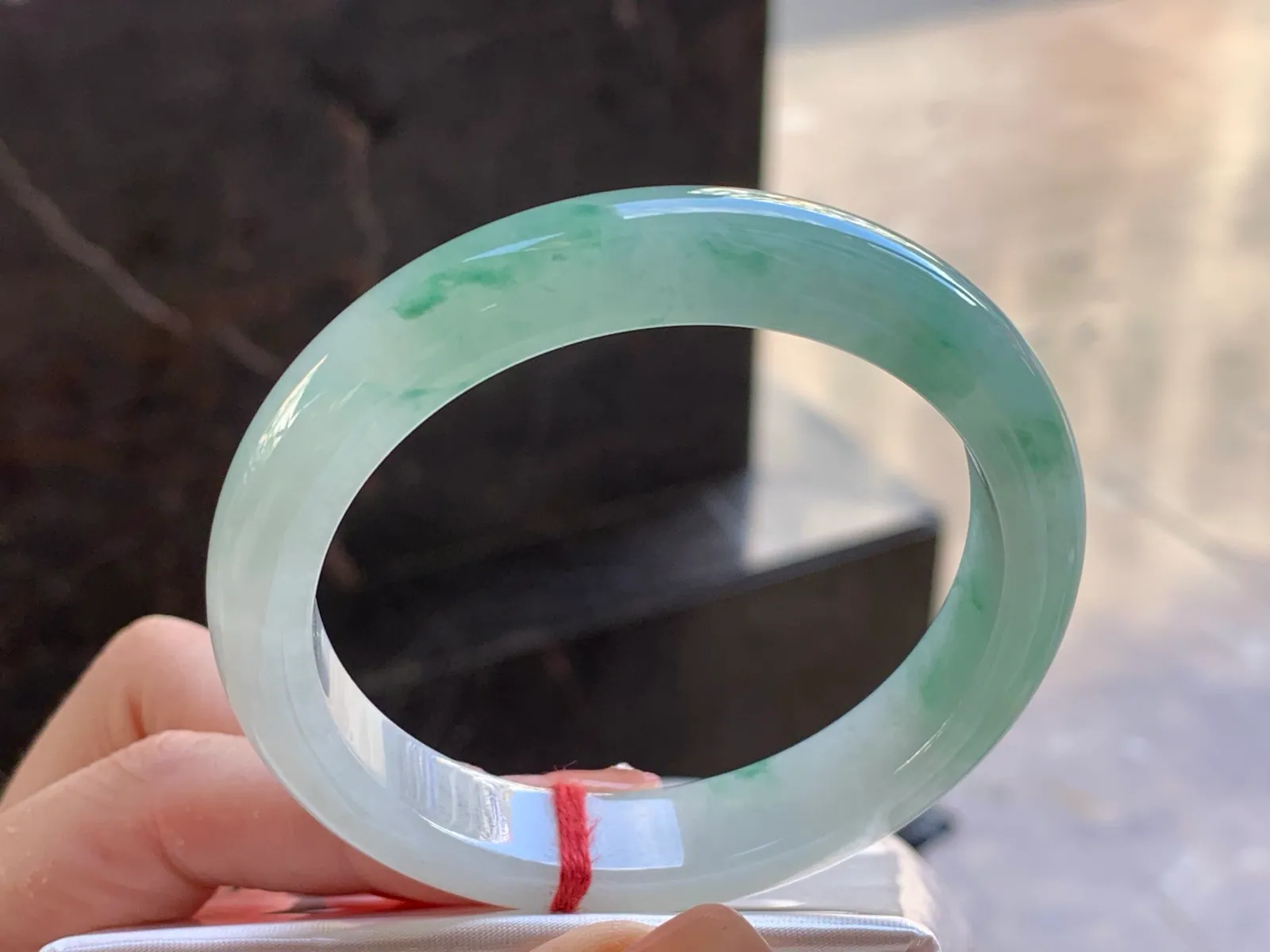 Natural Type A Jadeite Floating Green Bangle, Icy, 56.3mm (4)