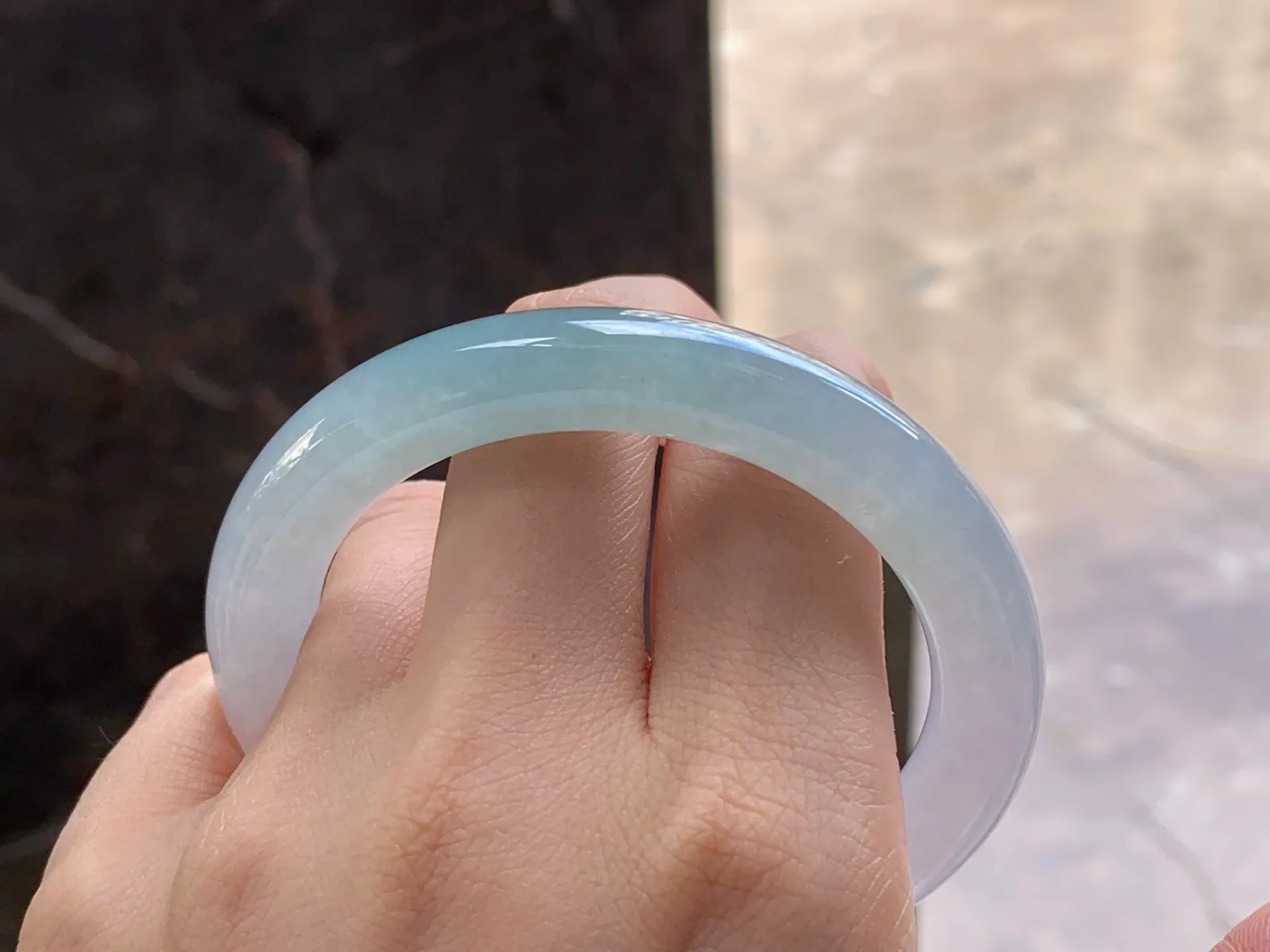 Natural Type A Jadeite Round Bangle, Pale Blue-Green, 55.7mm (10)