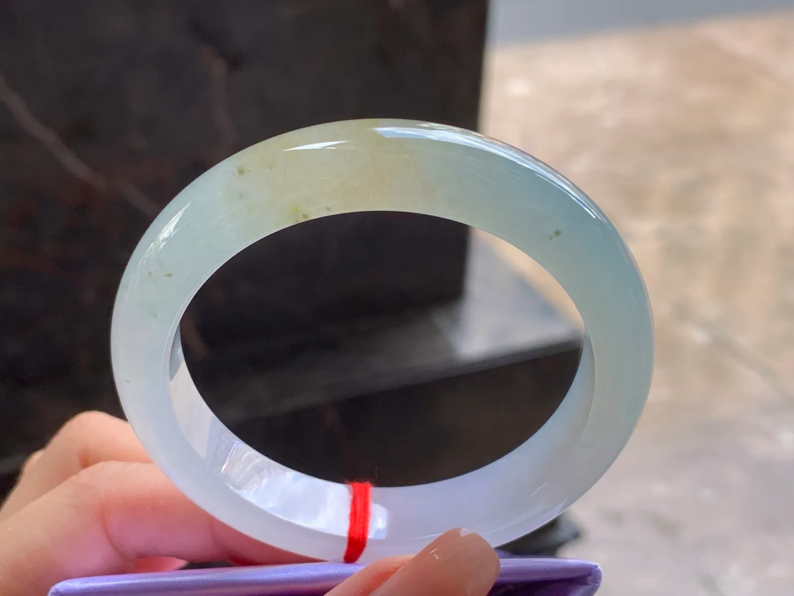 Natural Type A Jadeite Bangle, Icy, Light Yellow, 55.5mm (4)