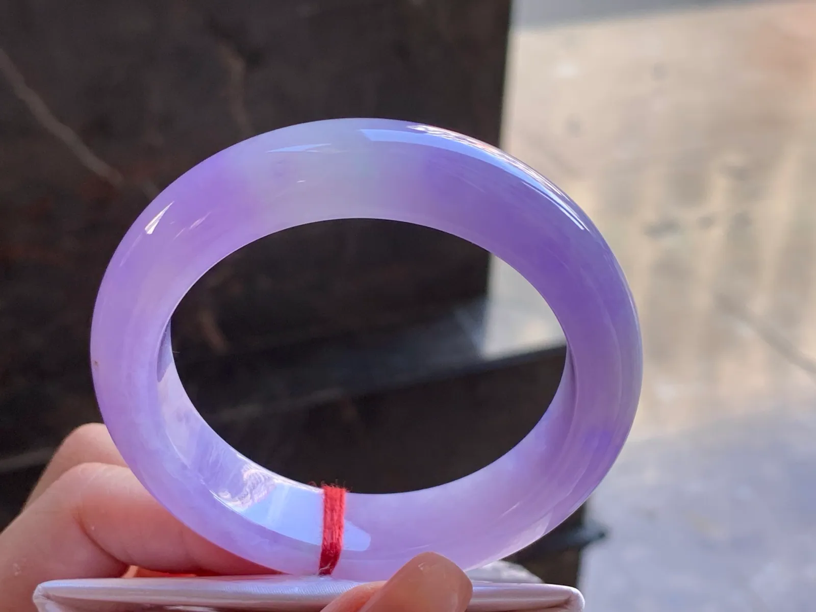Vòng cẩm thạch type A nếp băng tím, bản dẹt 54.5mm (4)