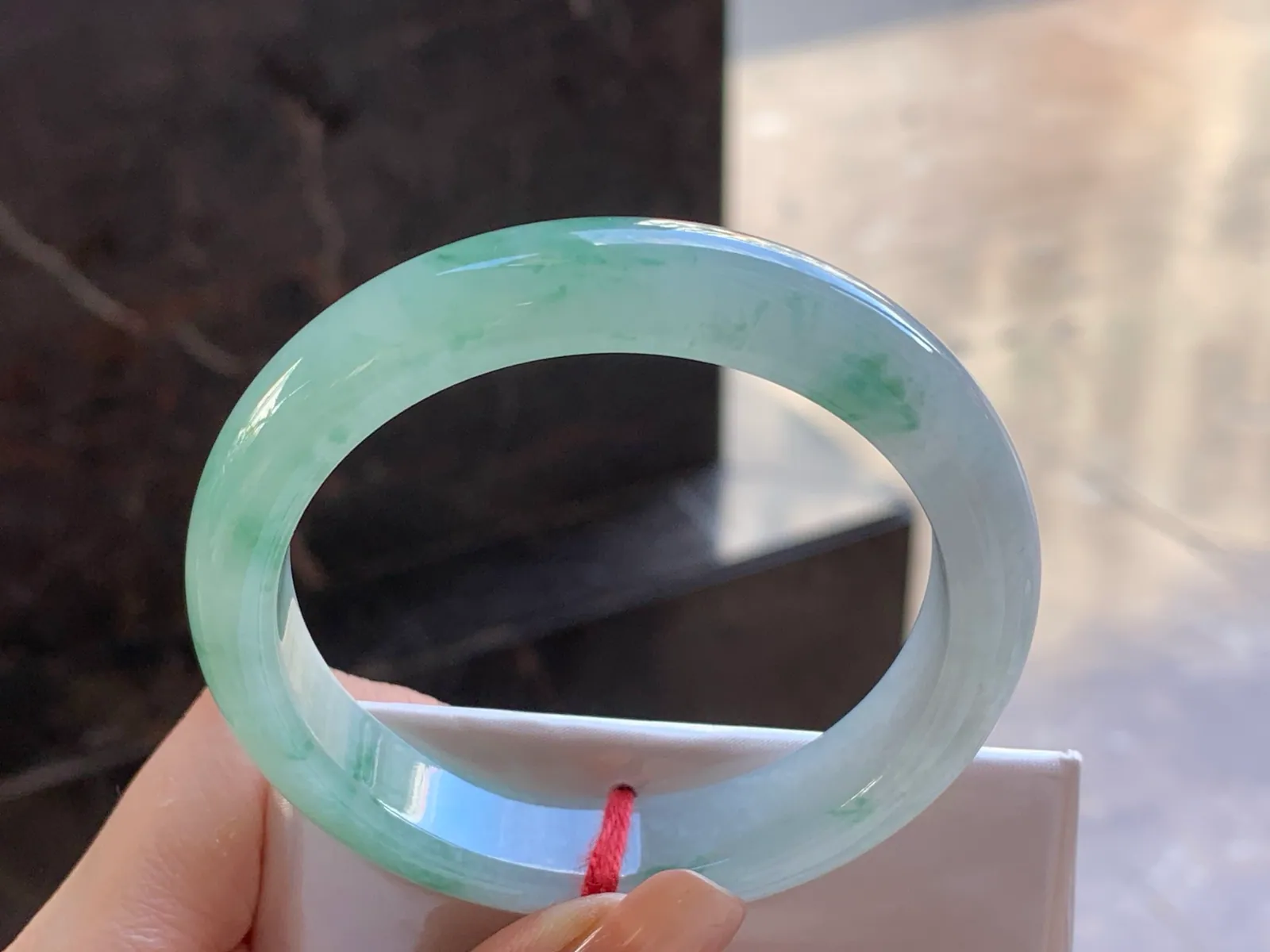 Natural Type A Jadeite Floating Green Bangle, Icy, 56.3mm (7)