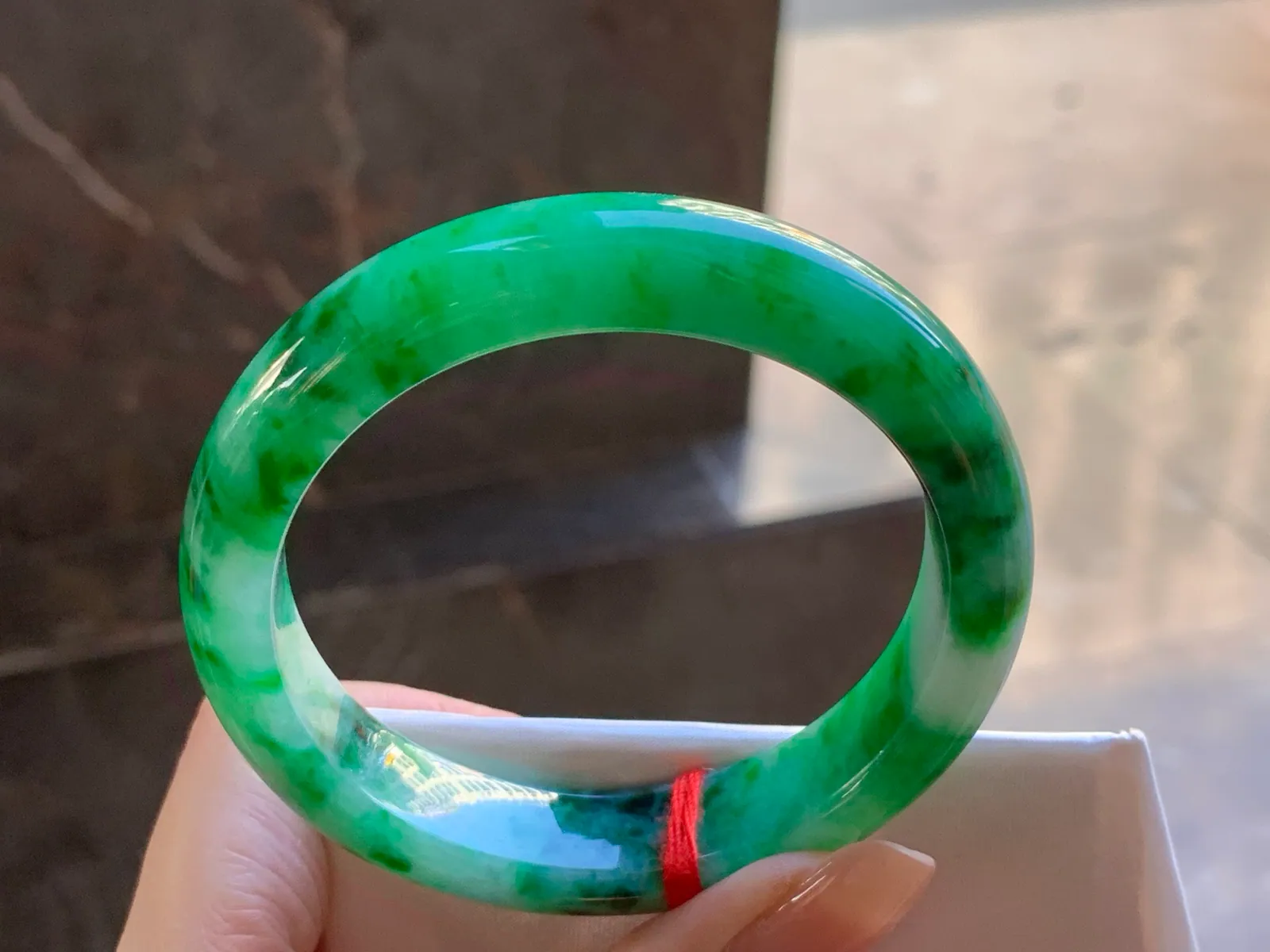 Natural Type A Green Jadeite Bangle, Icy Glutinous, 56mm (7)